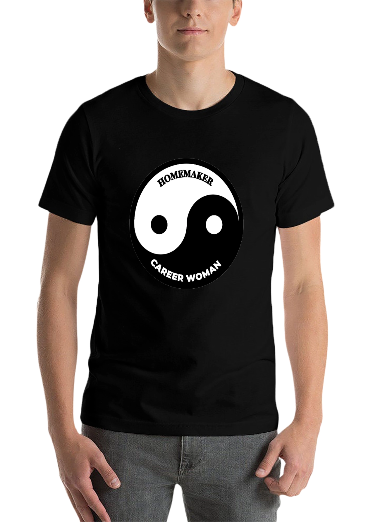 Black Yin Yang Homemaker Career Woman T-Shirt view 7