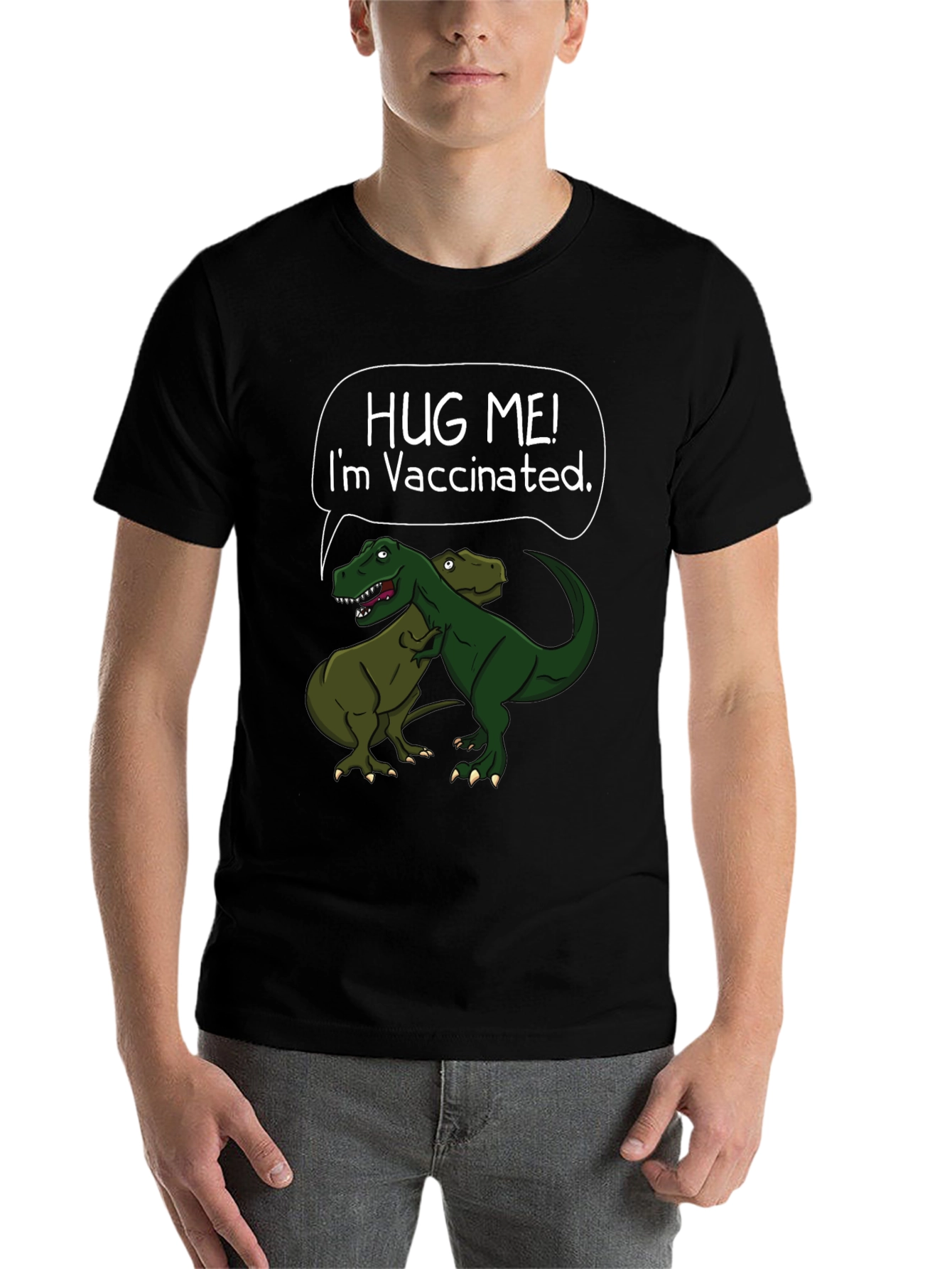 Hug Me! I'm Vaccinated T-Rex Graphic T-Shirt - 7