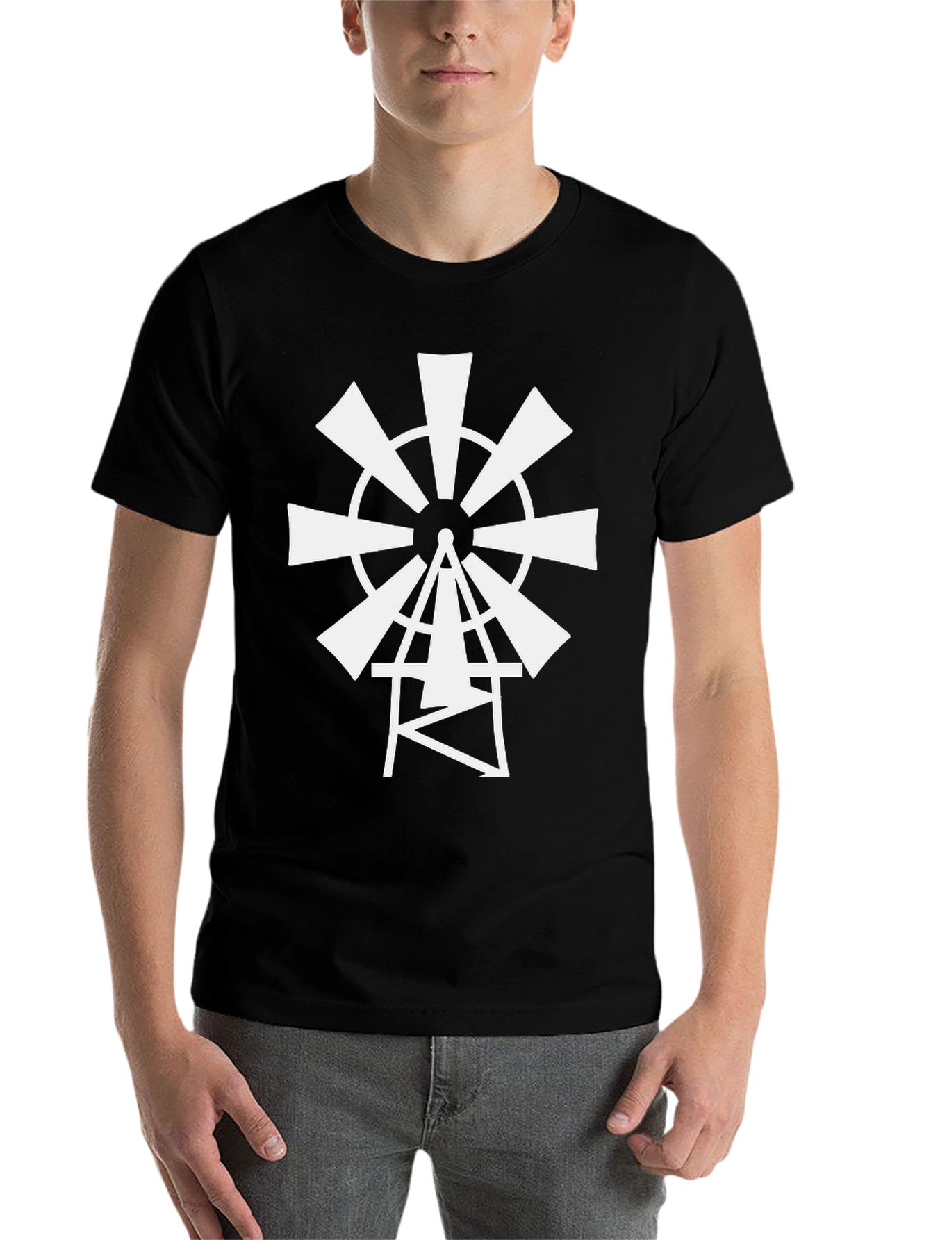 Black Windmill Graphic Tee - Black Cotton Blend view 7