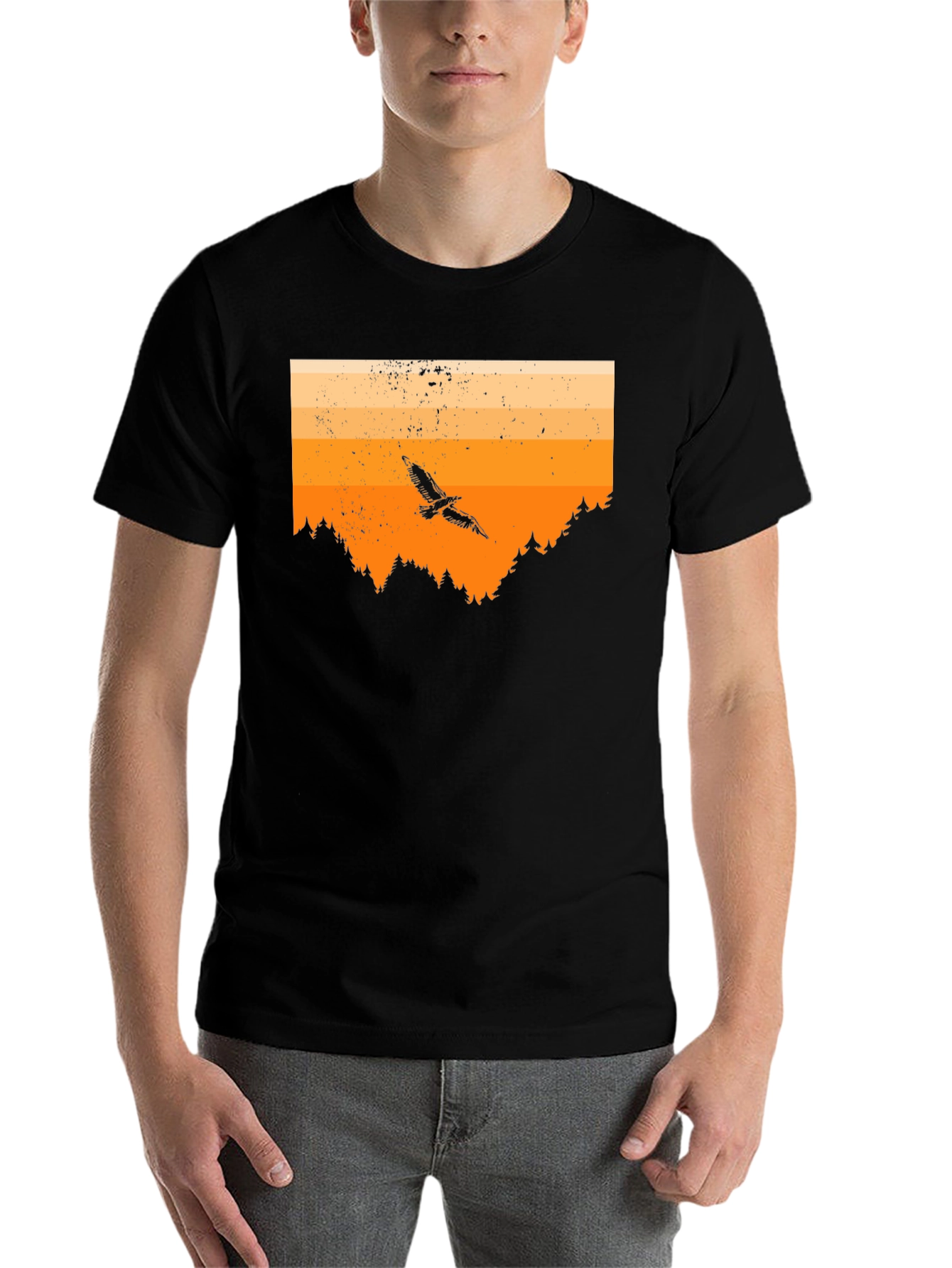 Black Sunset Eagle Graphic T-Shirt - Nature Design view 7