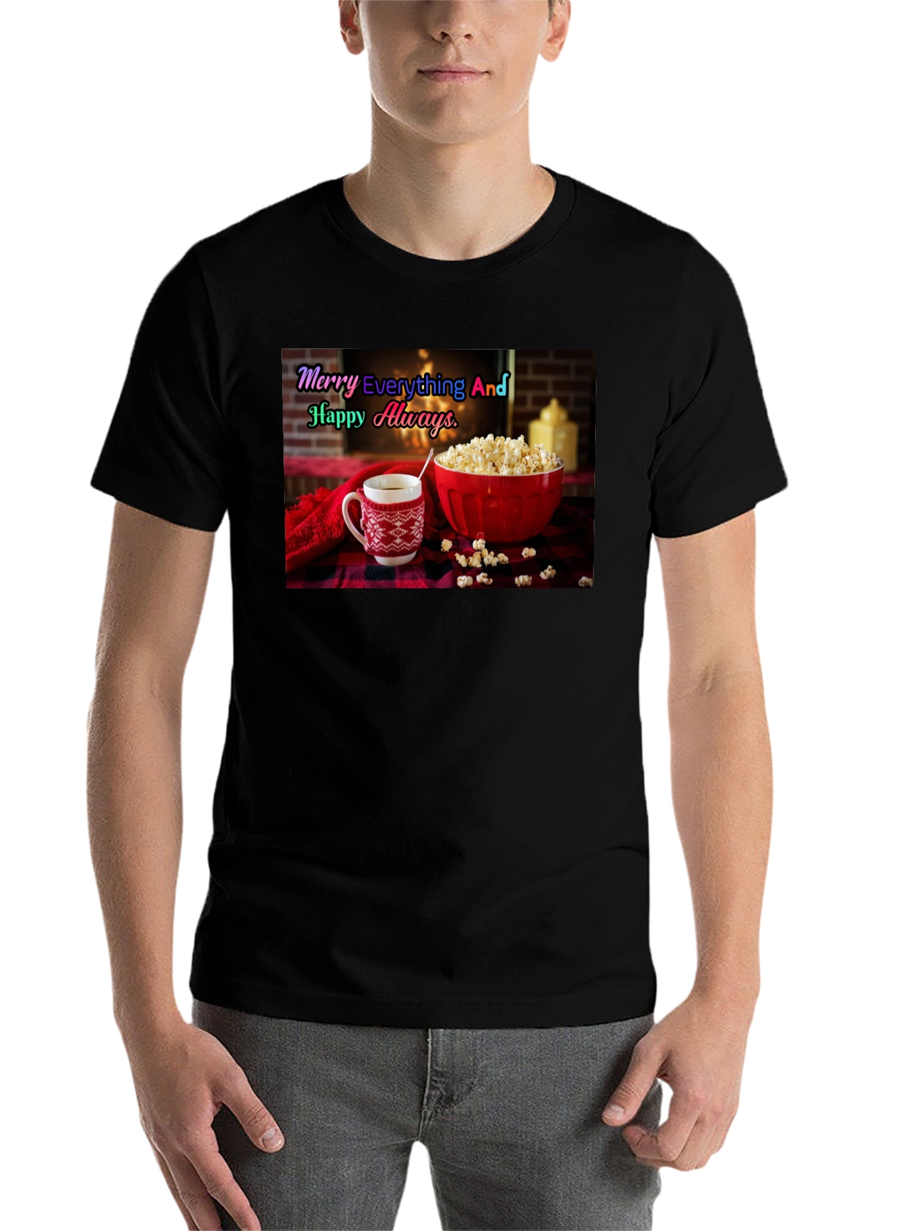 Black Cozy Holiday T-Shirt - Merry Everything view 7