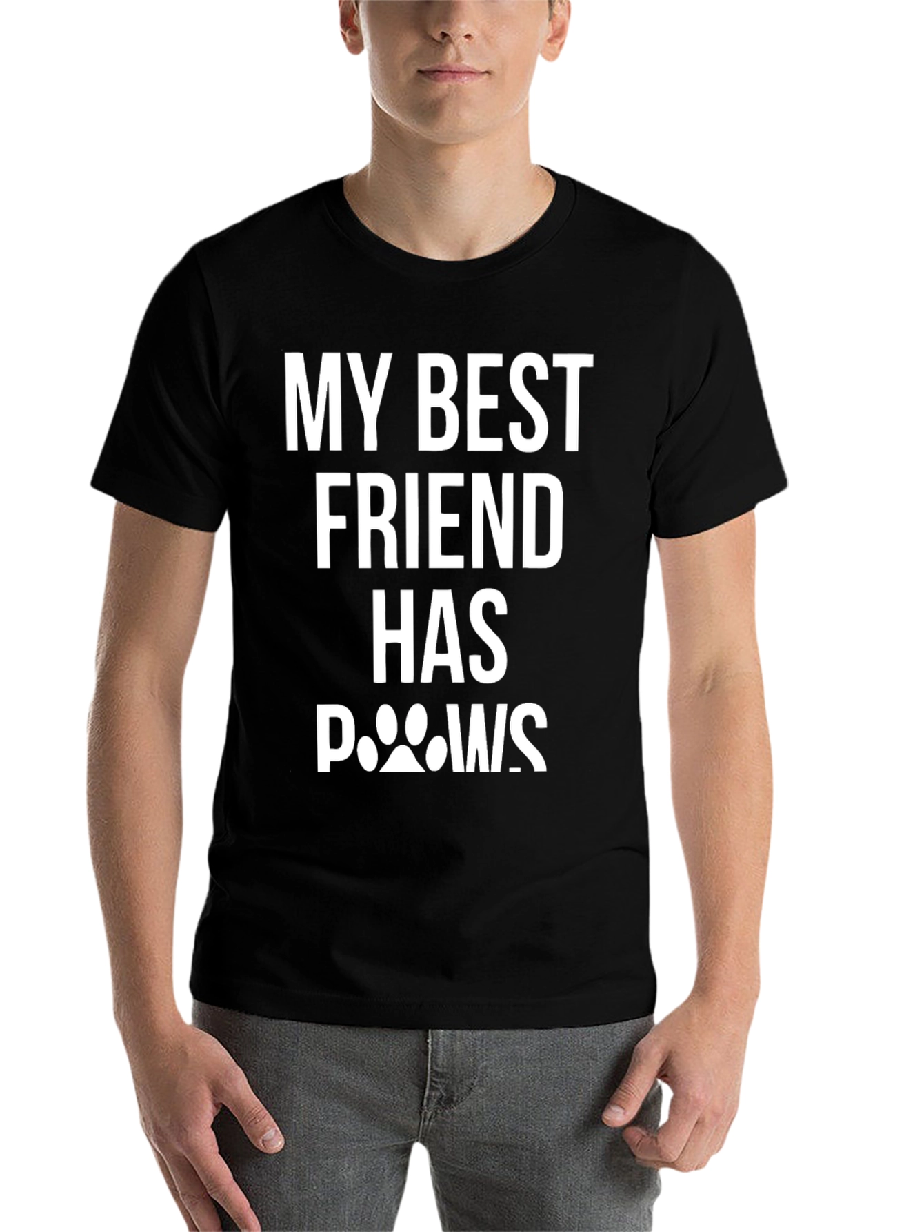 Black My Best Friend Has Paws T-Shirt - Black view 7