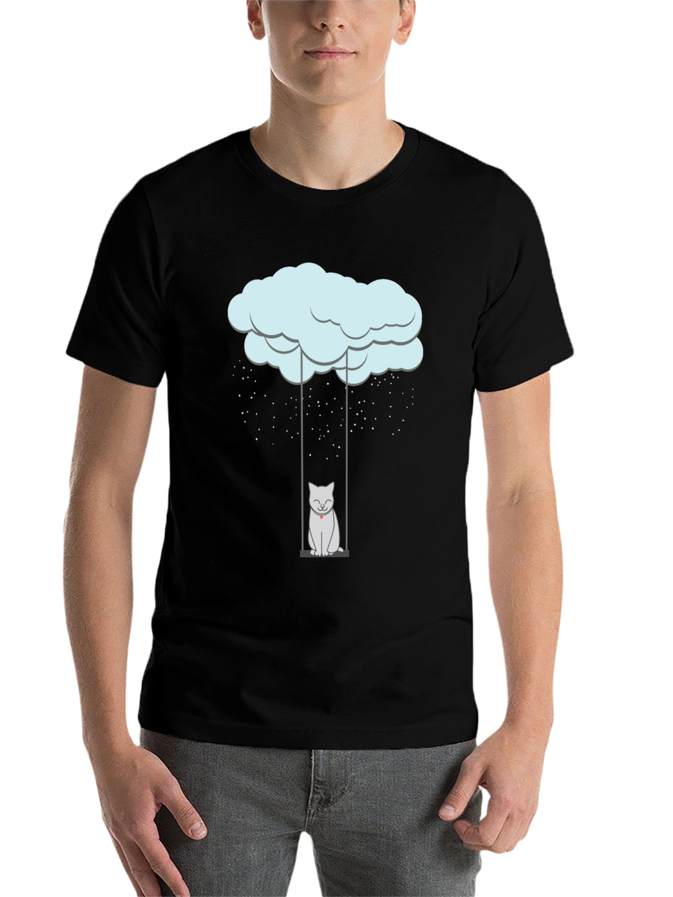 Black Rainy Day Cat Swing Graphic Tee view 7