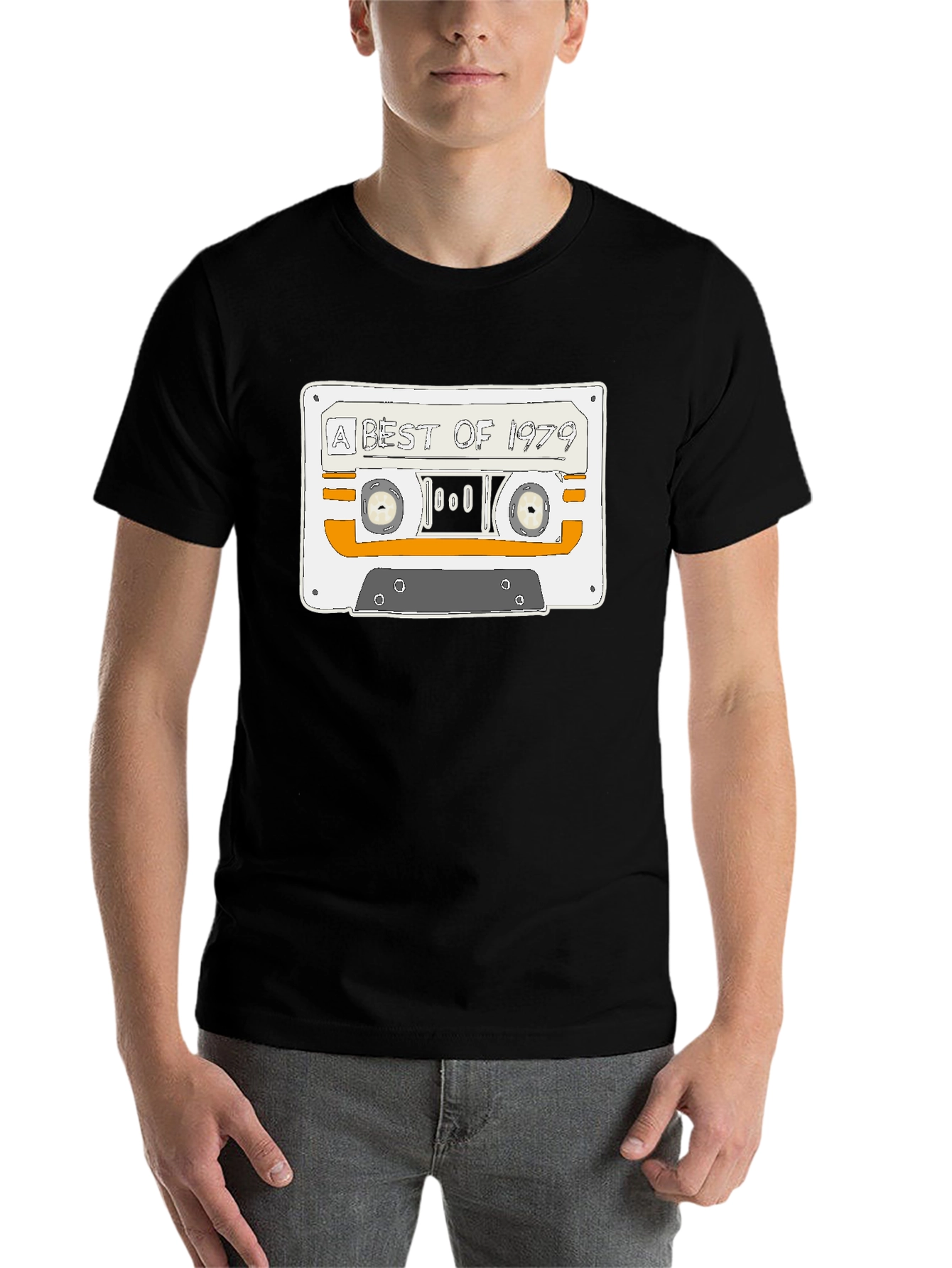 Black Retro 'A Best of 1979' Cassette Tape Black T-Shirt view 7