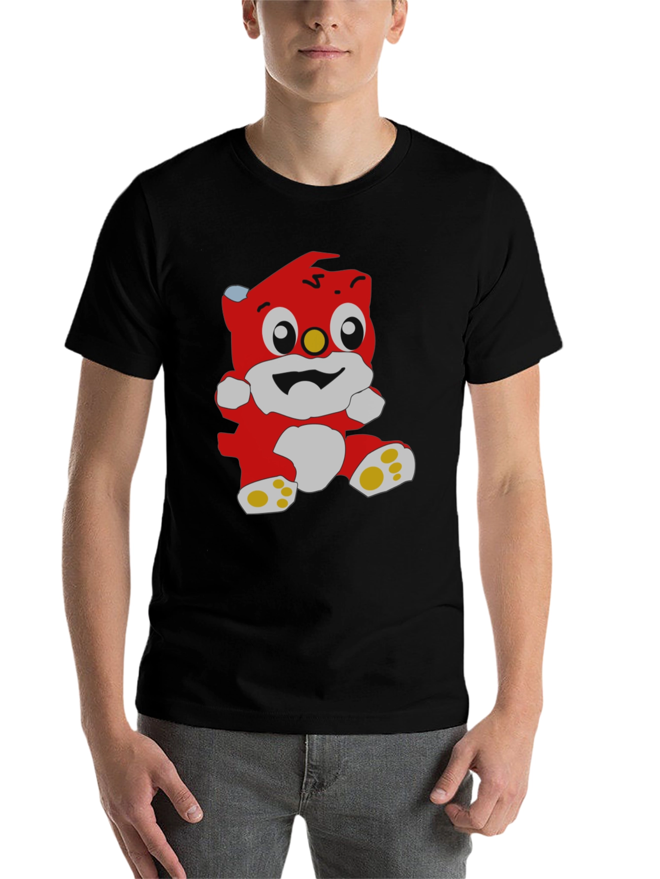 Black Cartoon Bear Graphic Black T-Shirt view 7