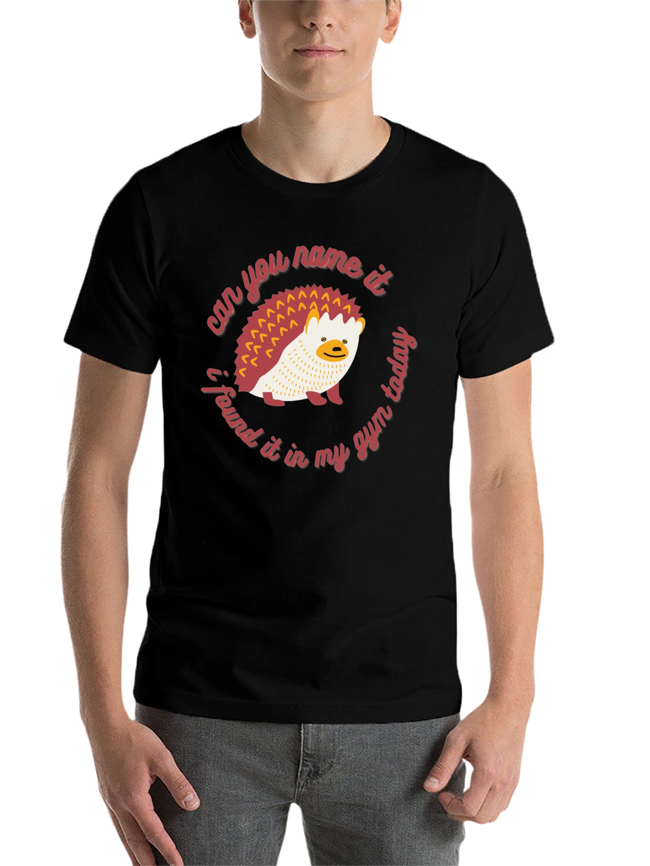 Black Funny Hedgehog Gym T-Shirt - Can You Name It? view 7