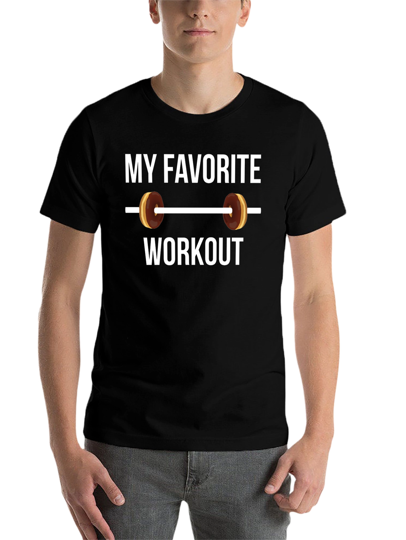 Black Funny Donut Workout T-Shirt - My Favorite Workout Tee view 7