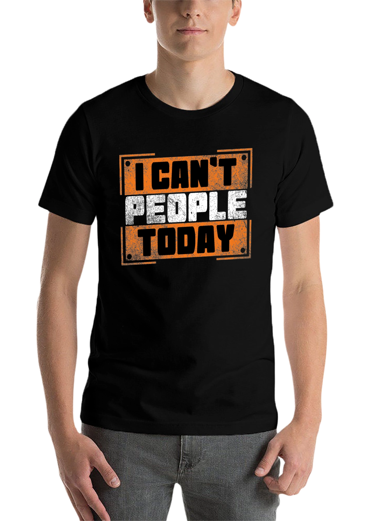 Black I Can't People Today Graphic Tee - Black Cotton T-Shirt view 7