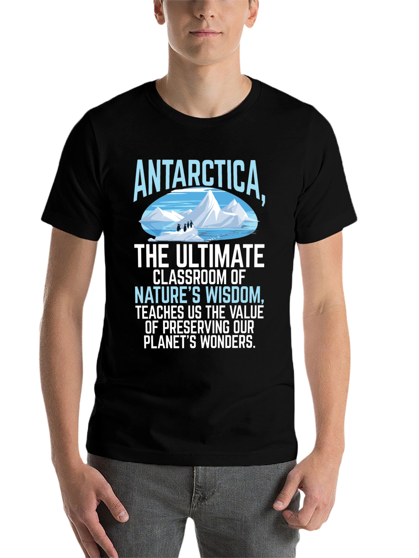Black Antarctica Nature's Wisdom T-Shirt view 7
