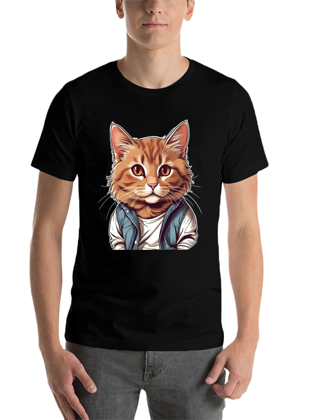 Black Cool Cat Graphic Tee view 7