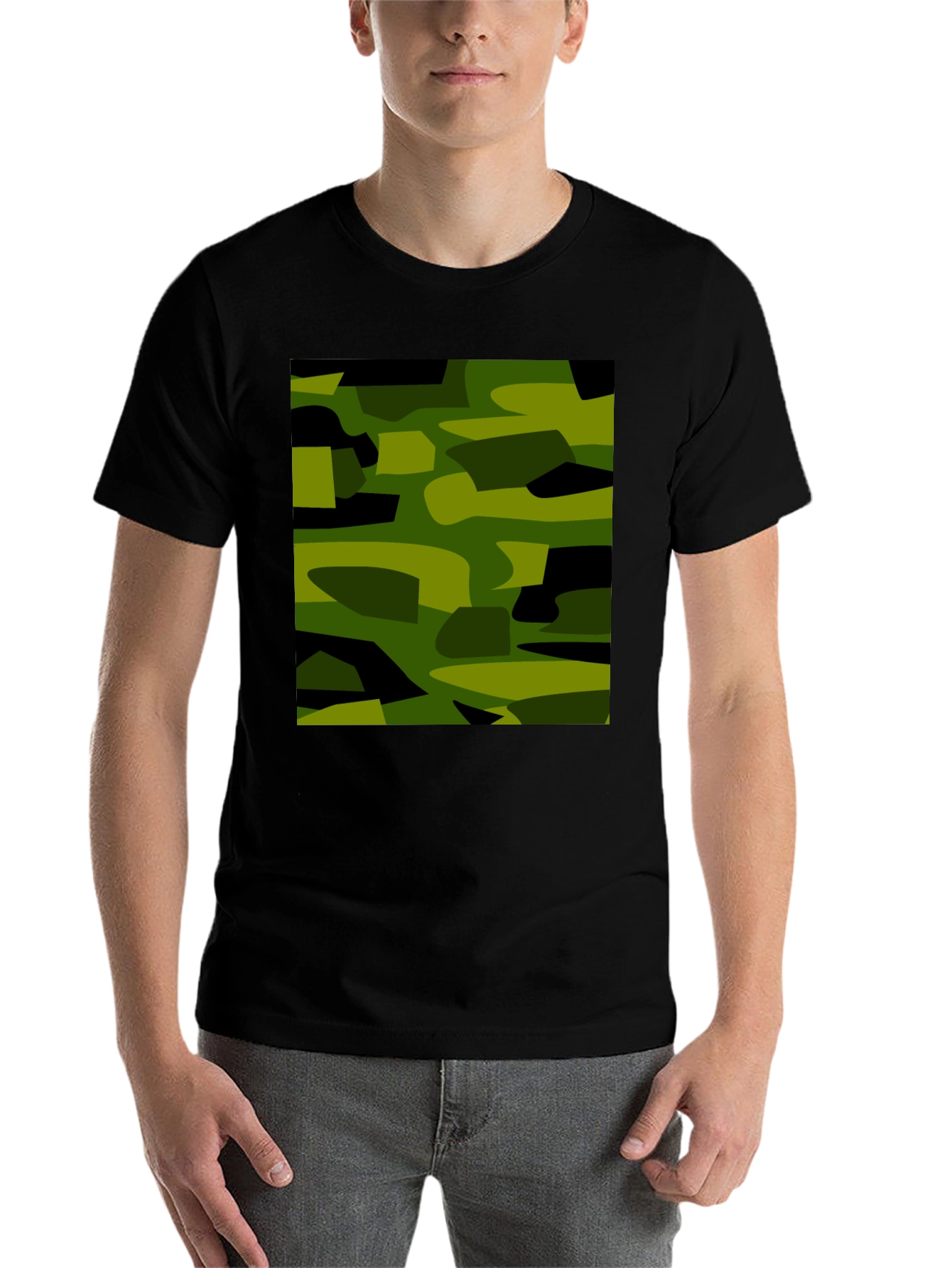 Black Camouflage Graphic Print Black T-Shirt view 7