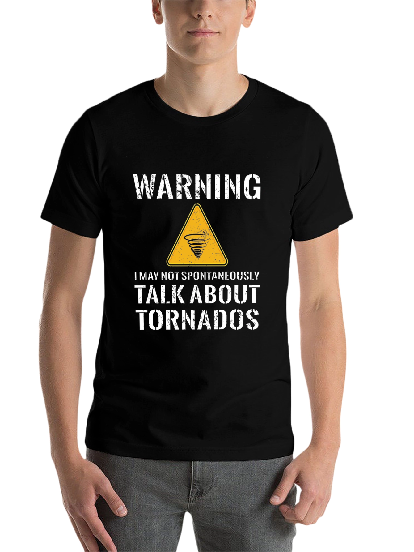 Black Funny Tornado T-Shirt - Warning May Talk About Tornadoes view 7