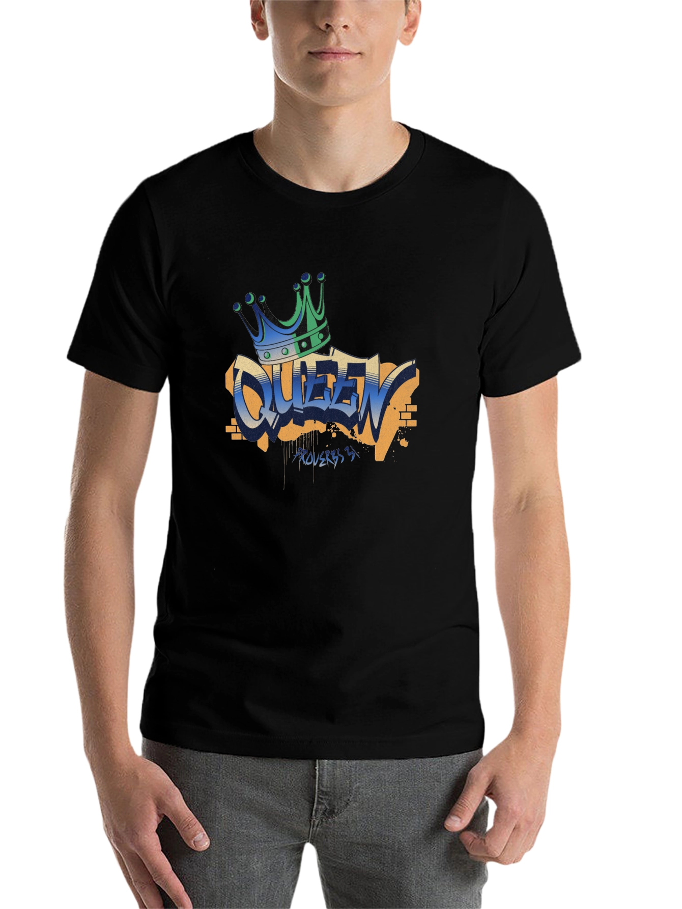 Black Queen Graffiti T-Shirt - Crown Graphic Tee view 7