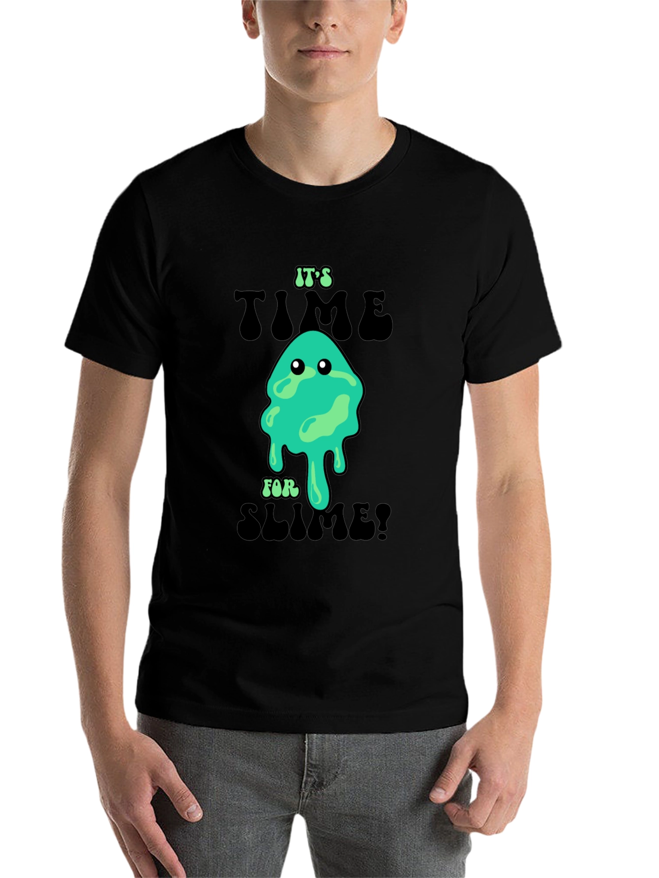 Black It's Time for Slime! Novelty Graphic T-Shirt view 7