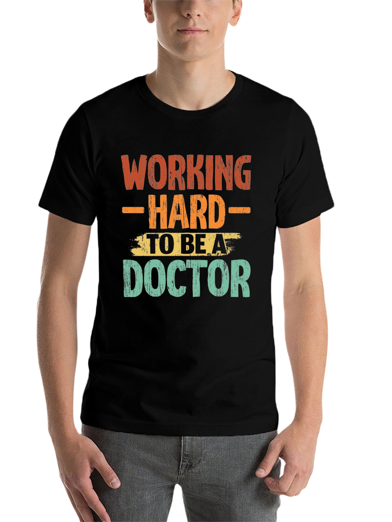 Black Working Hard To Be A Doctor Graphic T-Shirt view 7