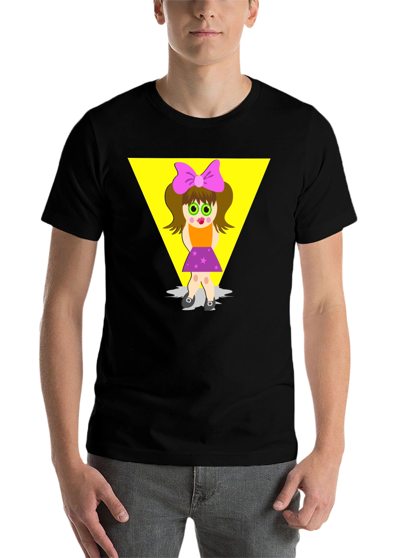 Black Cartoon Girl Graphic Tee - Funky Style view 7