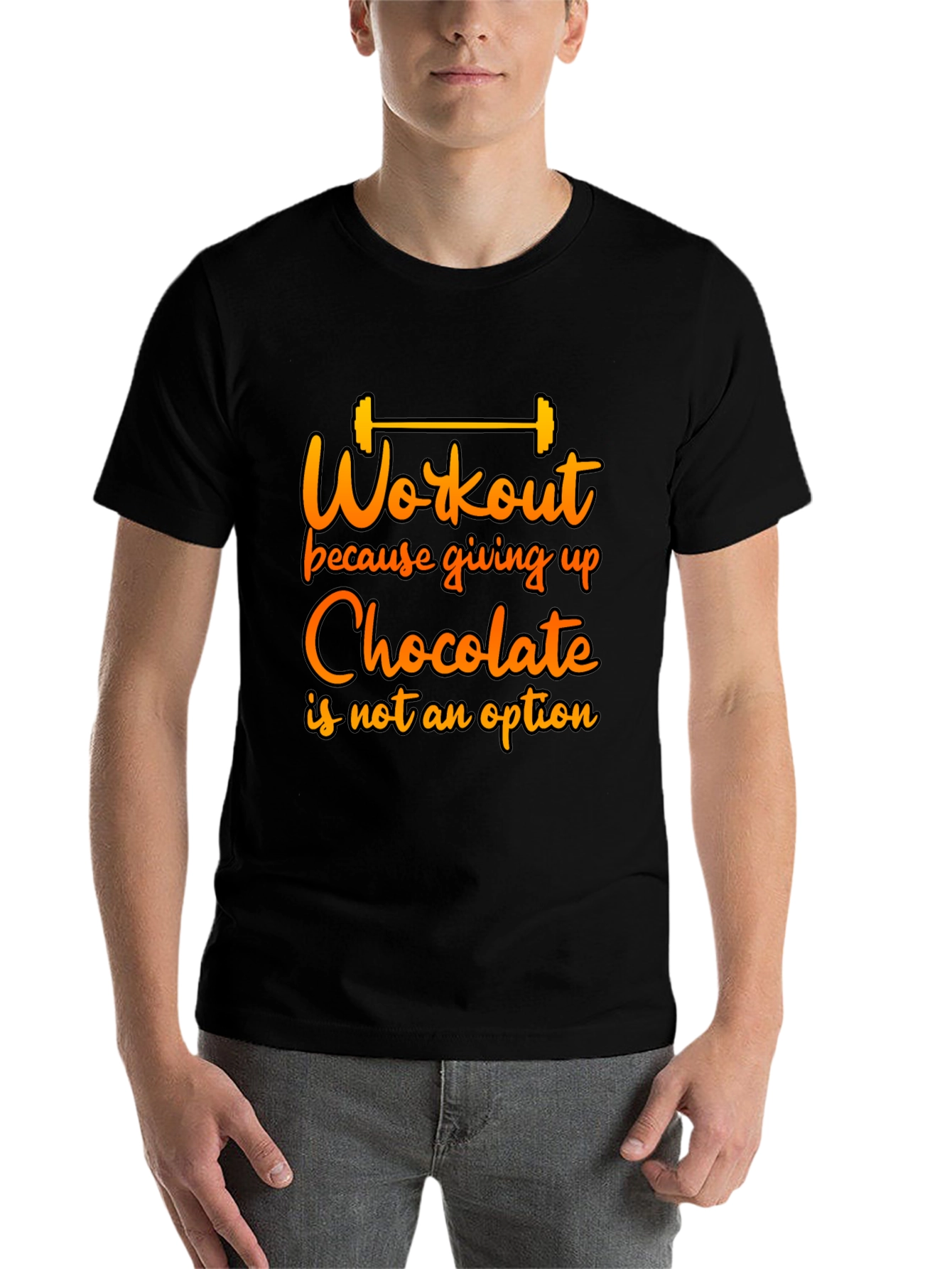 Black Workout For Chocolate Graphic Tee - Funny Fitness Shirt view 7