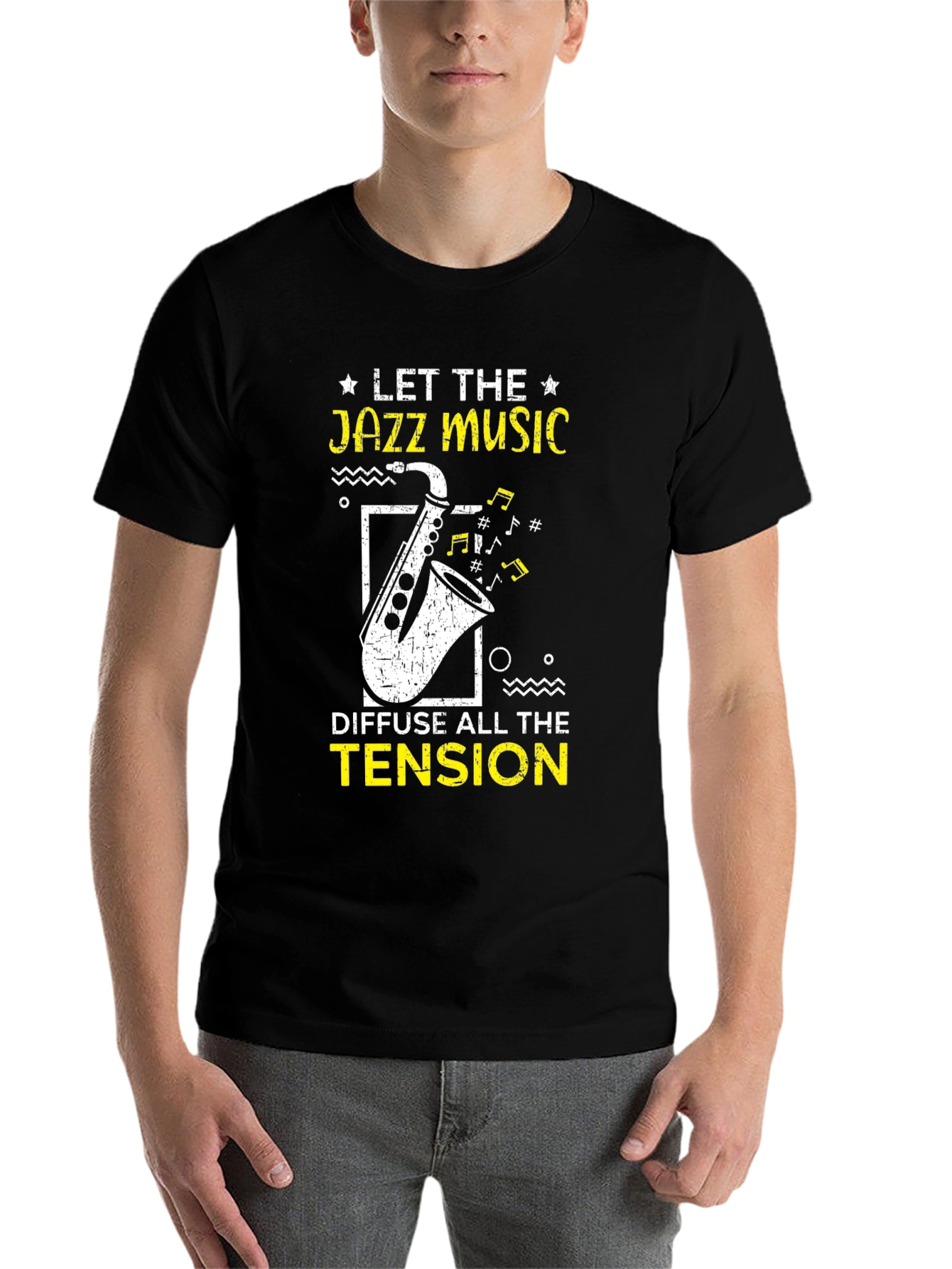 Black Jazz Music T-Shirt - Diffuse All the Tension view 7
