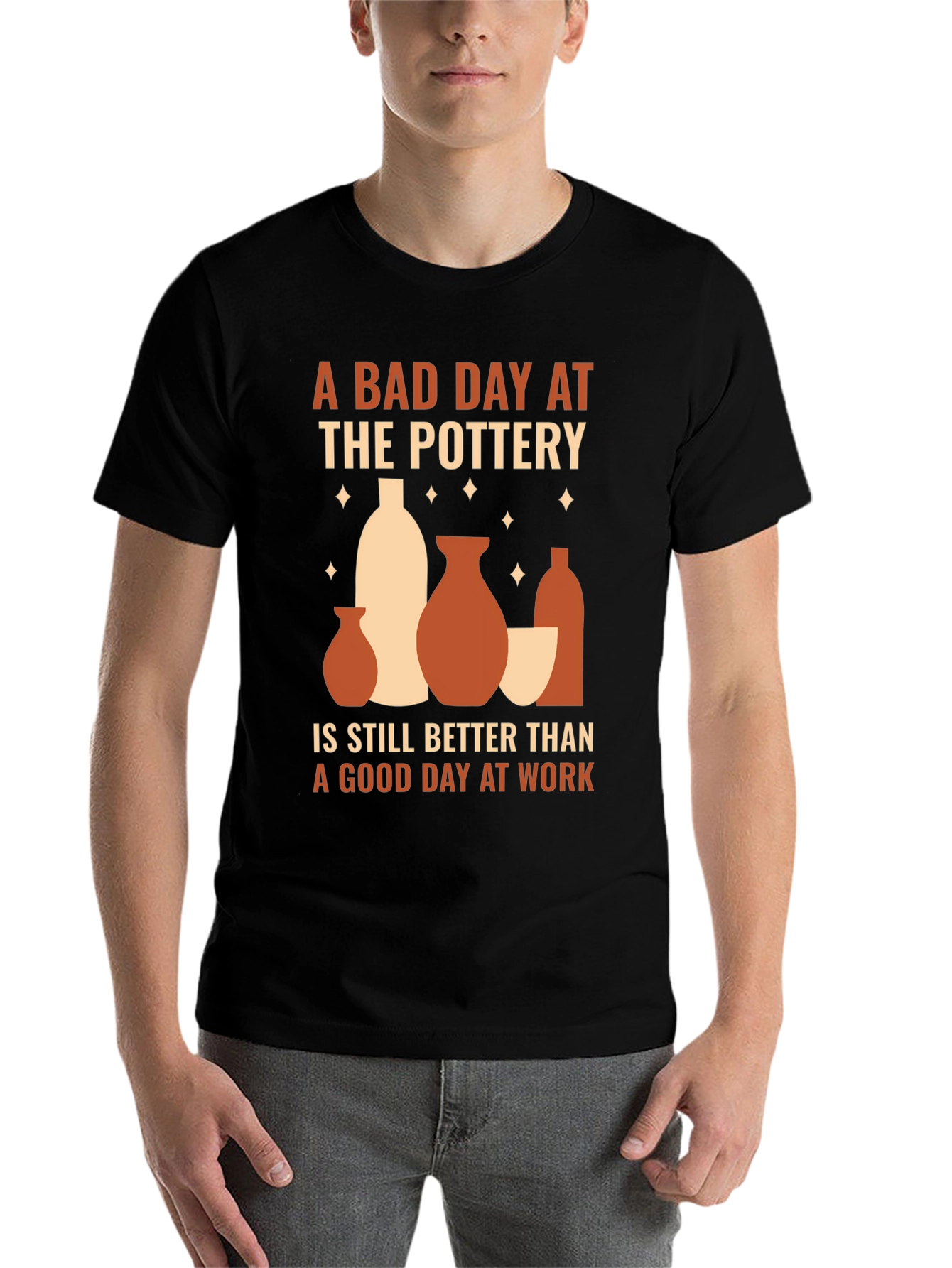 Black Pottery Lover T-Shirt, Bad Day Pottery Better Than Work view 7