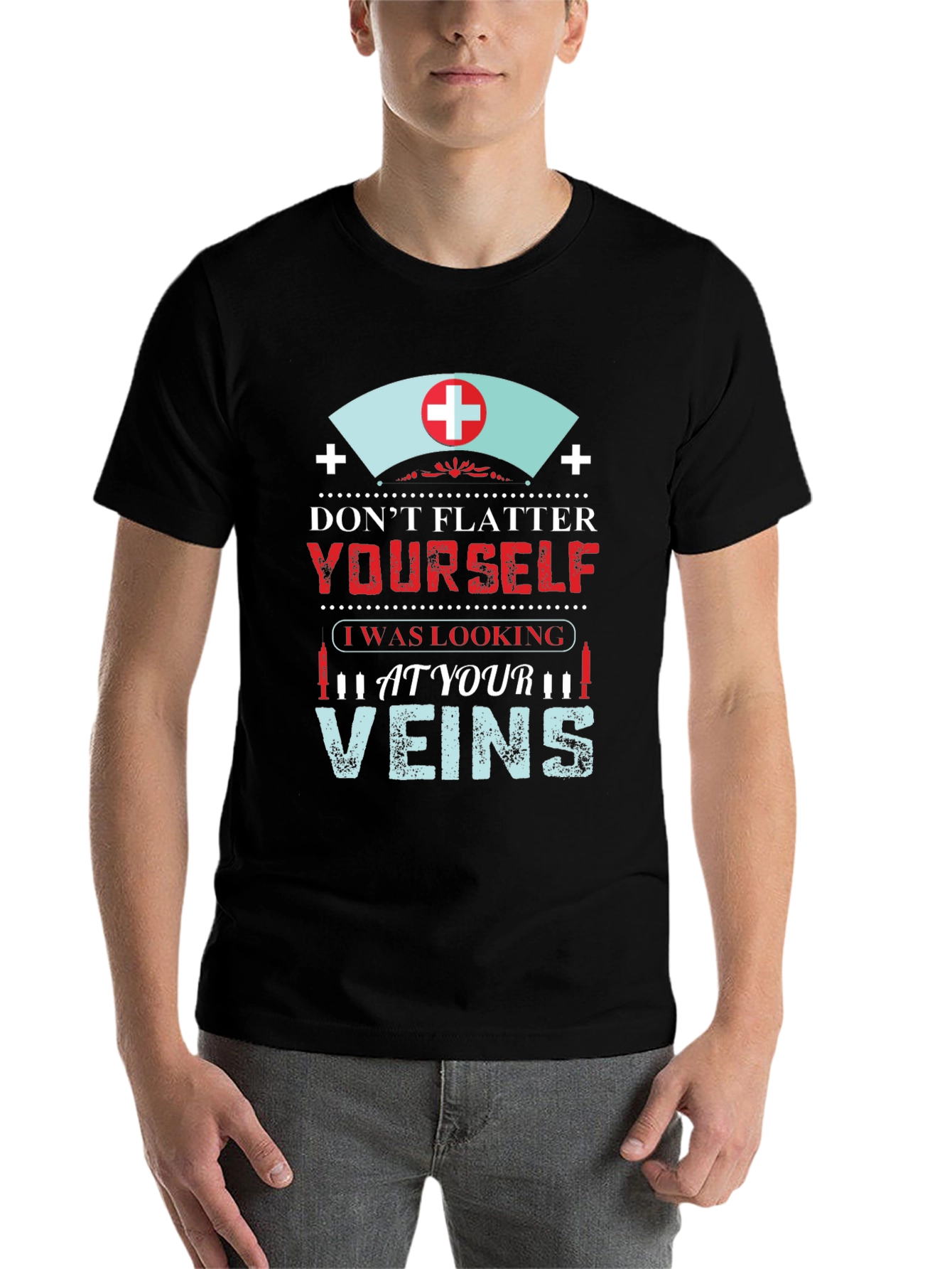 Black Funny Nurse Vein T-Shirt view 7