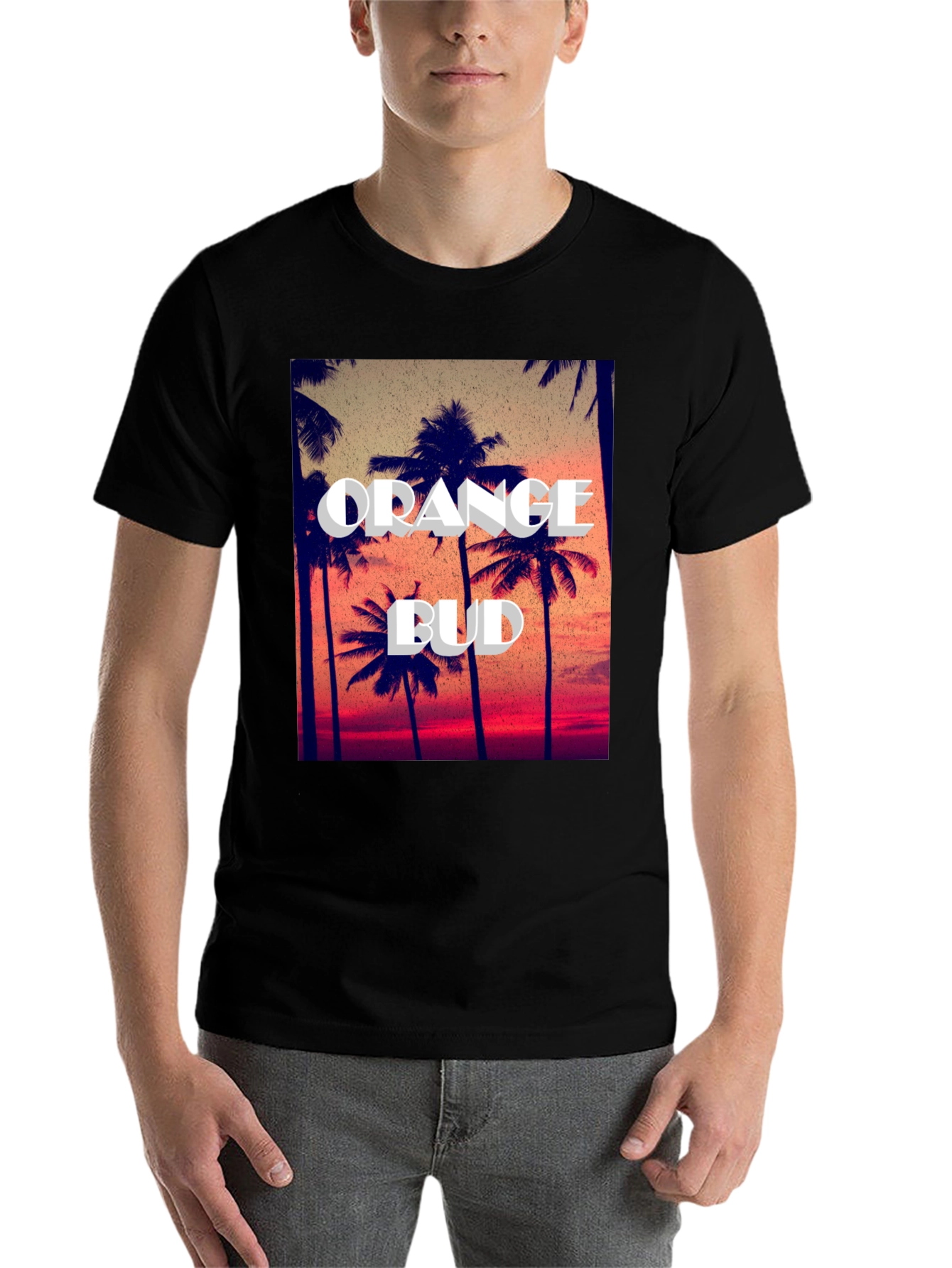 Orange Bud Palm Tree Graphic Tee - Summer Vibes - 7