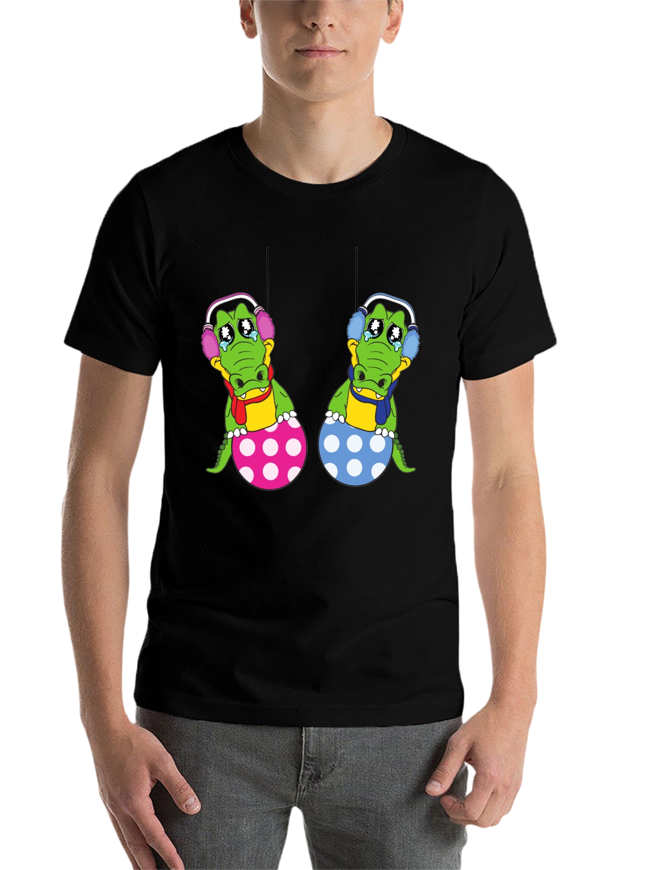 Black Crying Gator Easter Egg Graphic Tee view 7