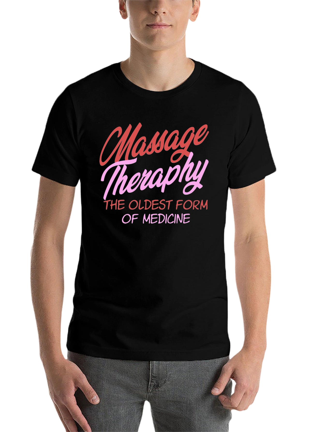 Black Massage Therapy T-Shirt - Oldest Form of Medicine view 7