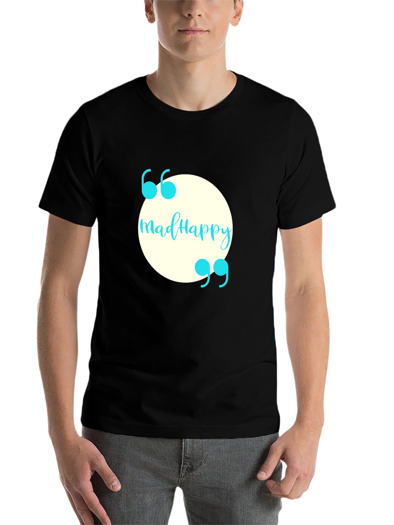 Black Mad Happy Graphic T-Shirt - Black view 7