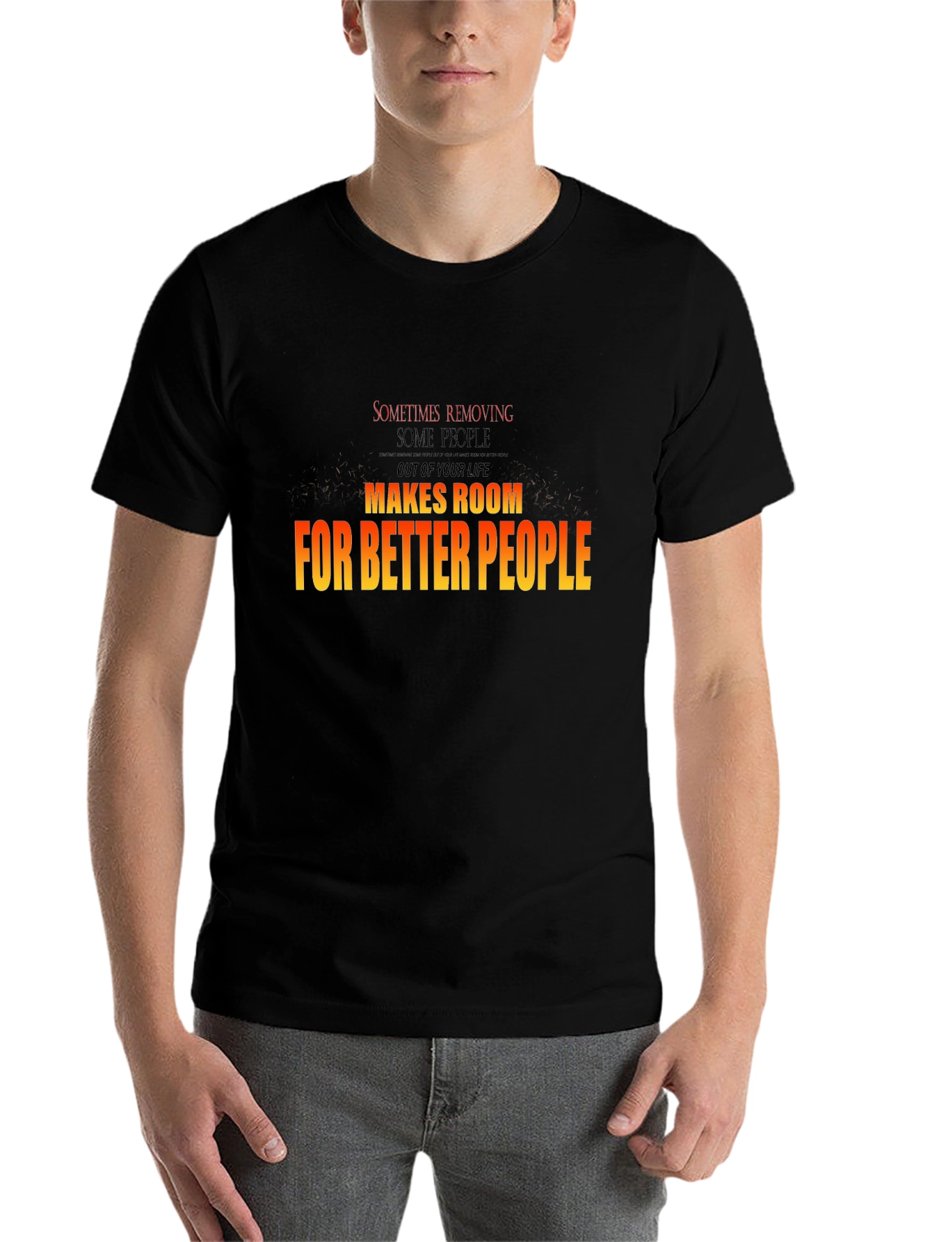Black Motivational Graphic T-Shirt - Room for Better People view 7