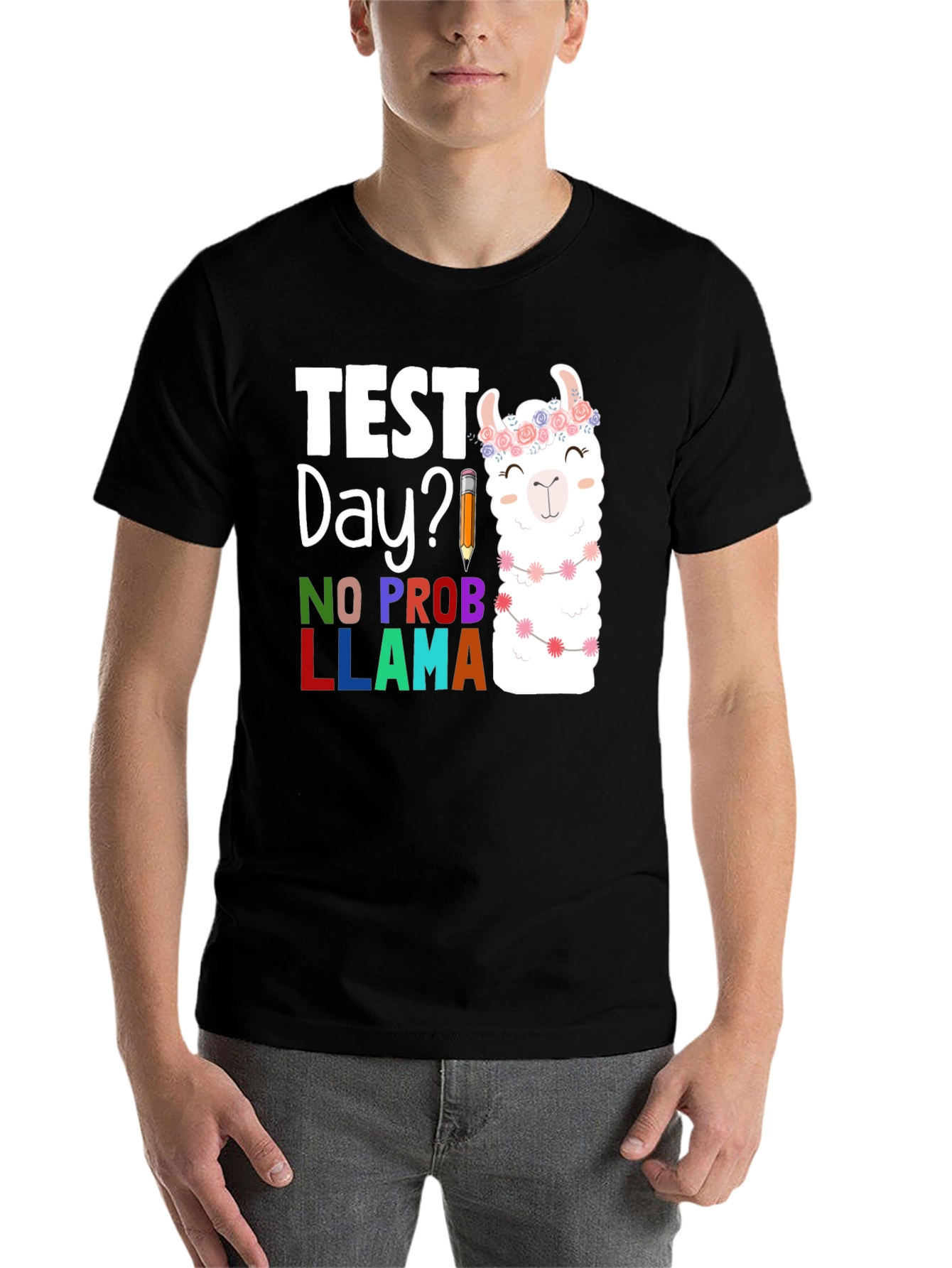 Black Test Day? No Prob Llama Graphic Tee view 7