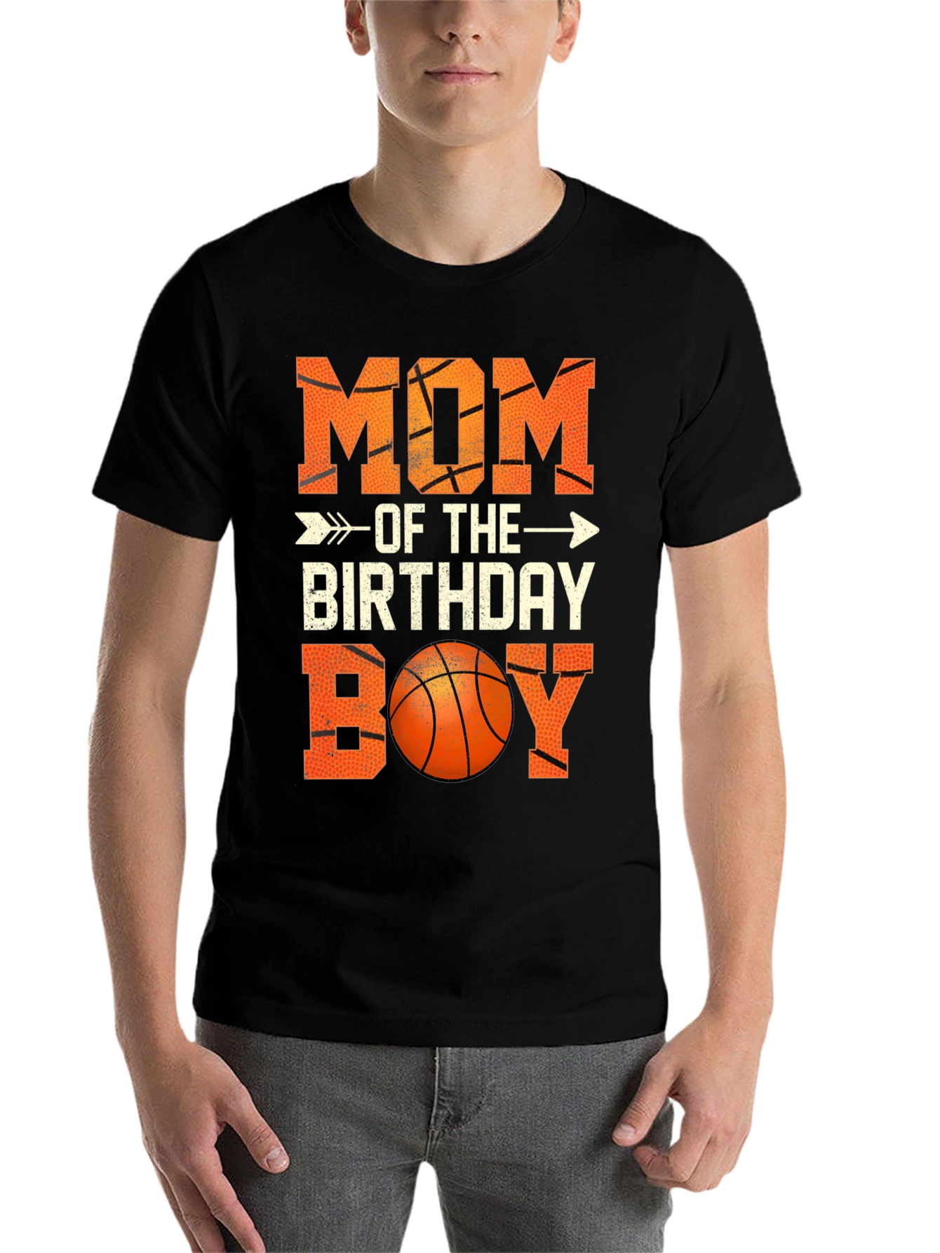 Black Mom of the Birthday Boy Basketball T-Shirt view 7