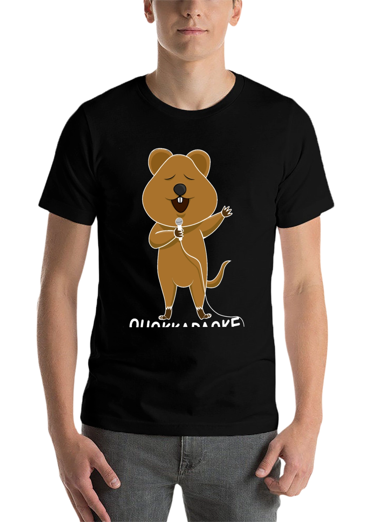 Black Quokka Karaoke T-Shirt - Sing Your Heart Out! view 7