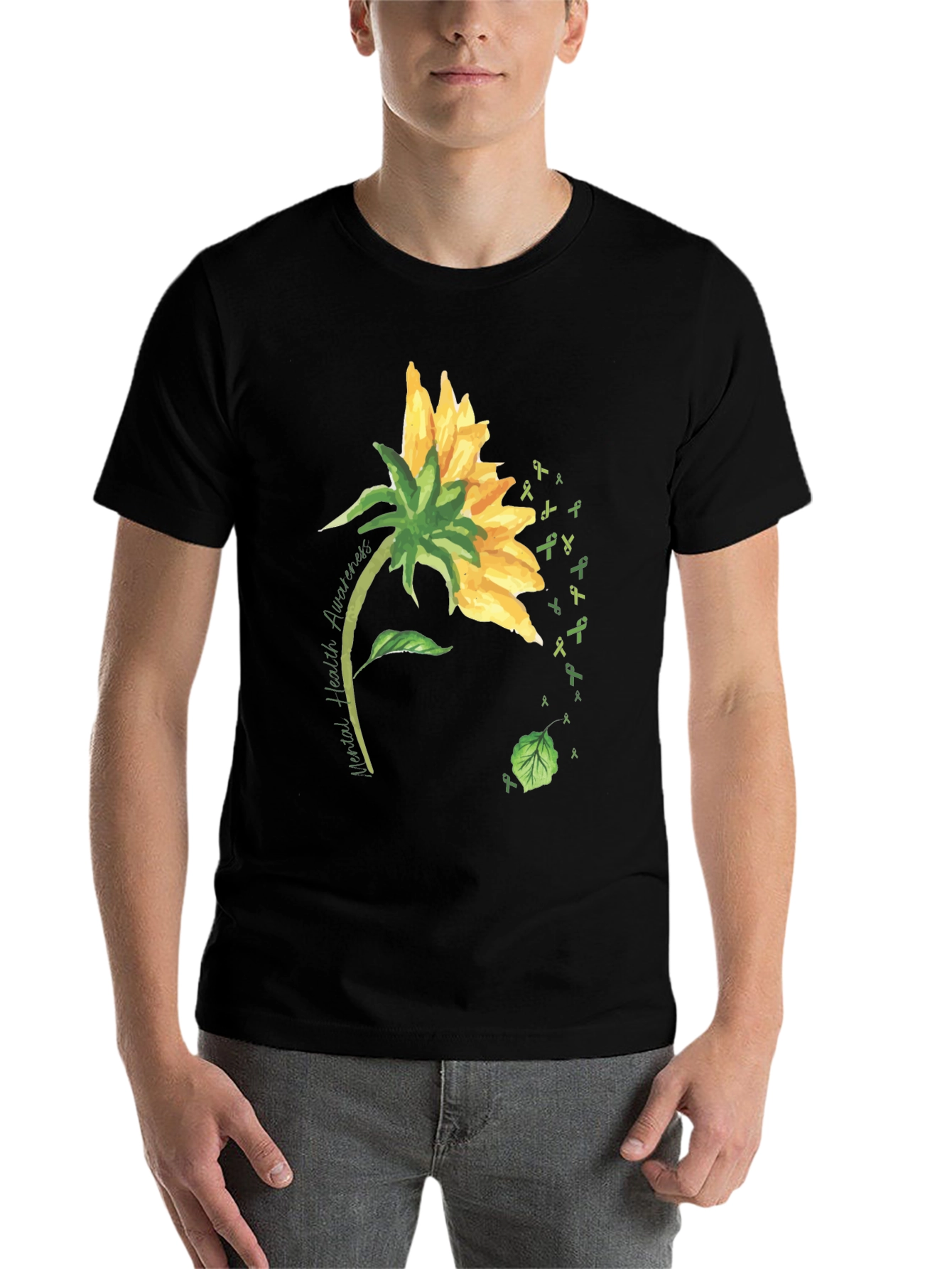 Black Mental Health Awareness Sunflower T-Shirt view 7