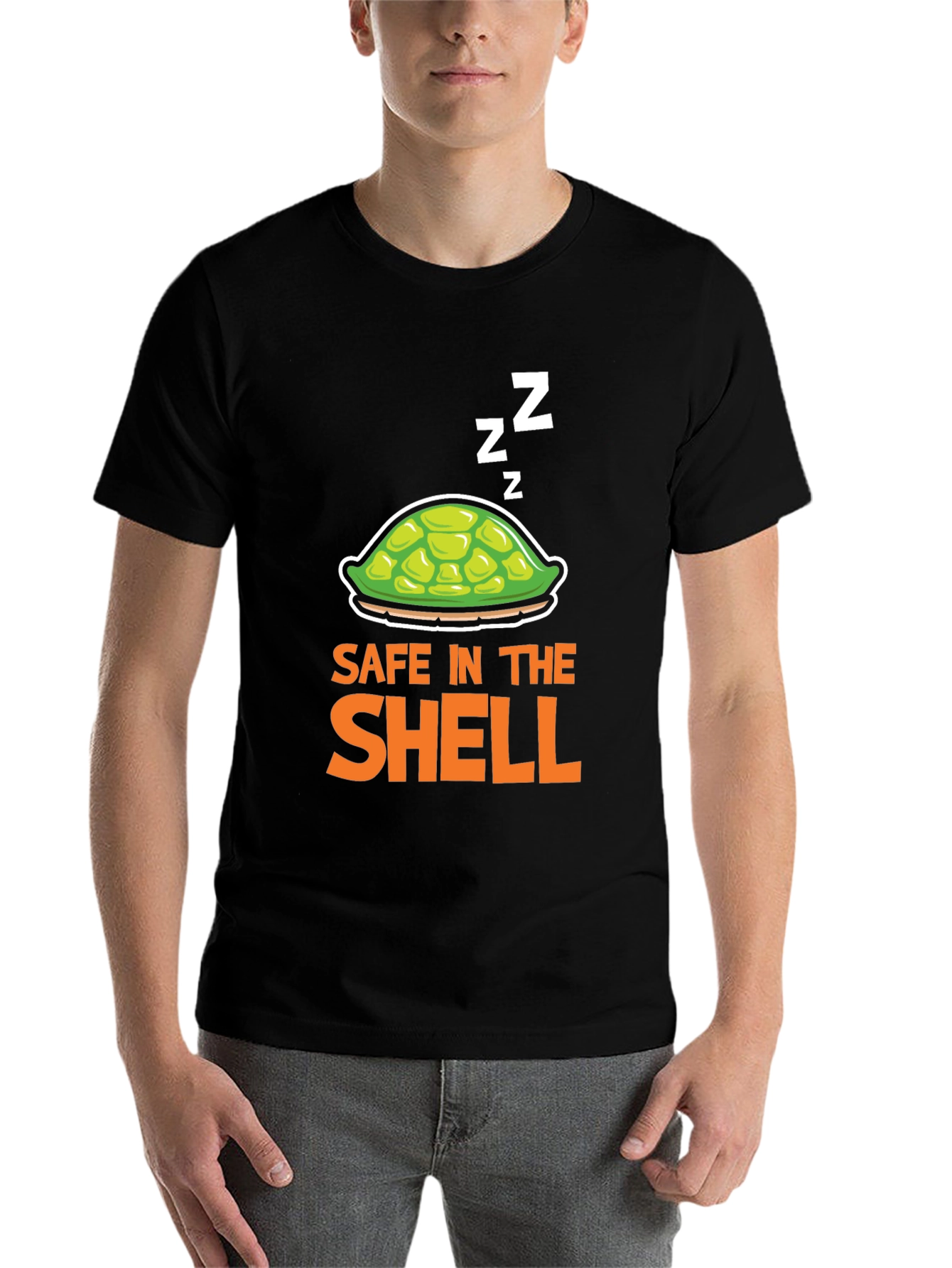 Black Safe in the Shell T-Shirt - Sleeping Turtle Tee view 7