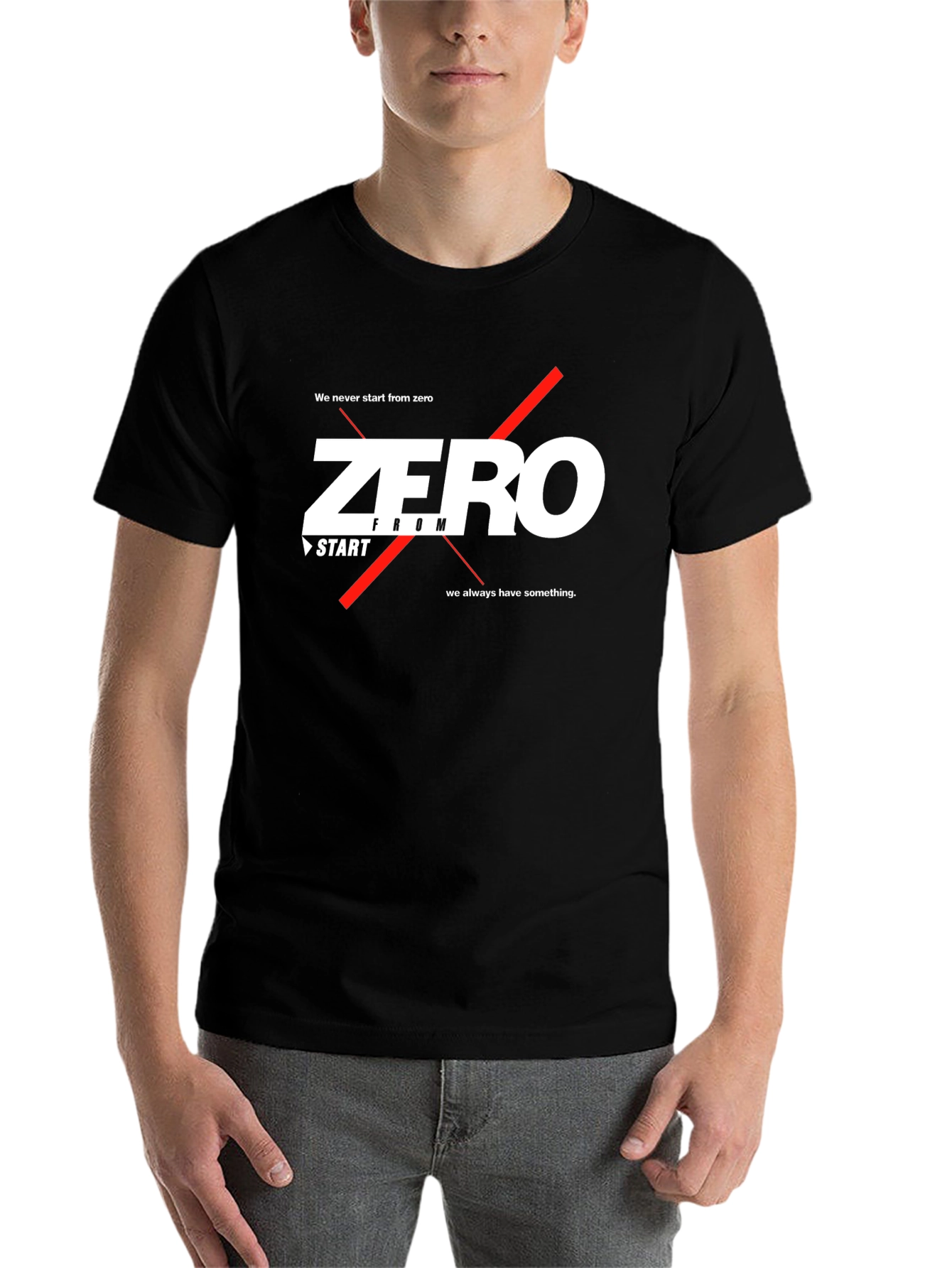 Black Zero From Start Men's Black Graphic Tee view 7