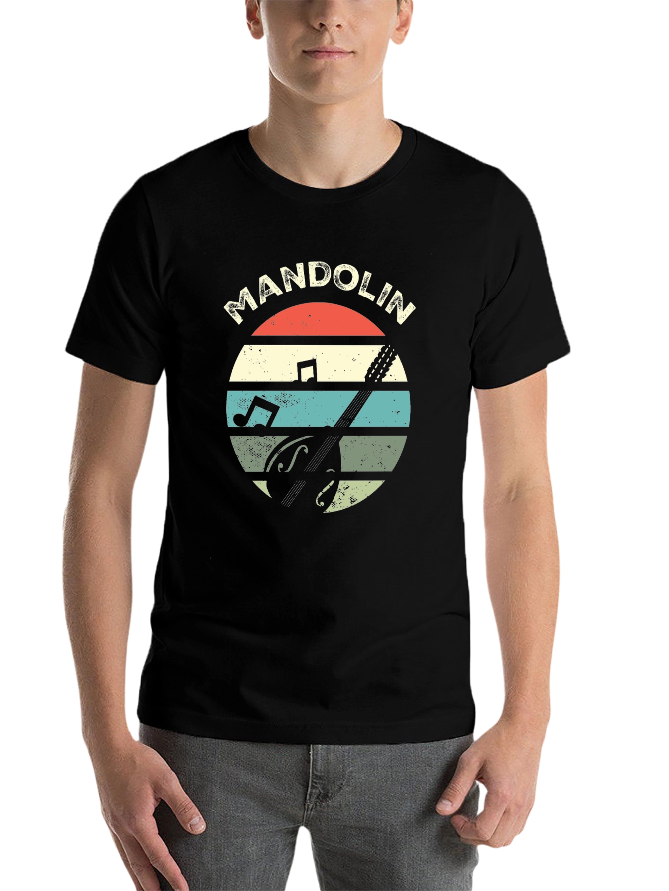 Black Retro Mandolin T-Shirt - Musician Gift view 7