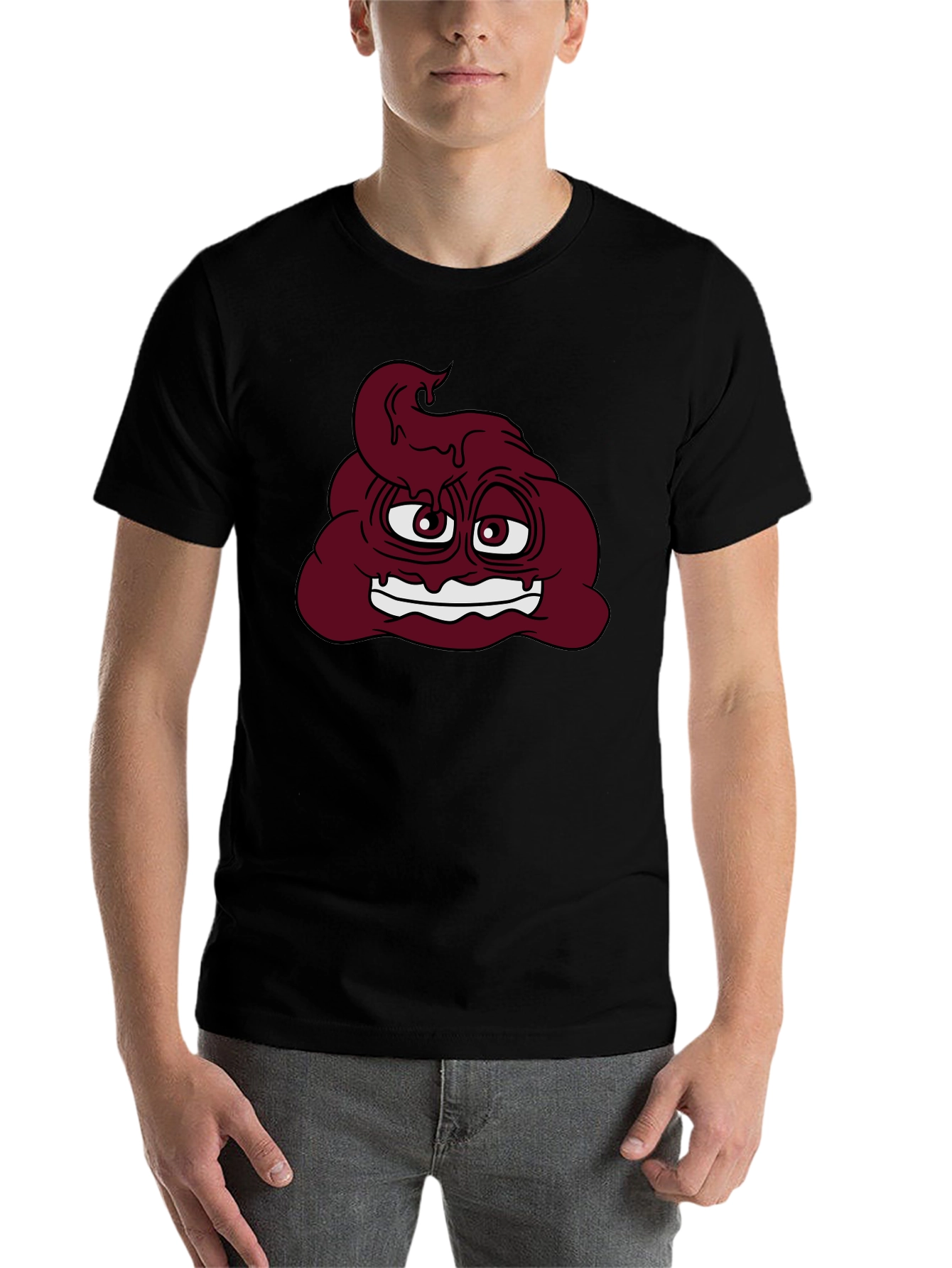 Black Funny Poop Emoji Graphic T-Shirt - Black view 7