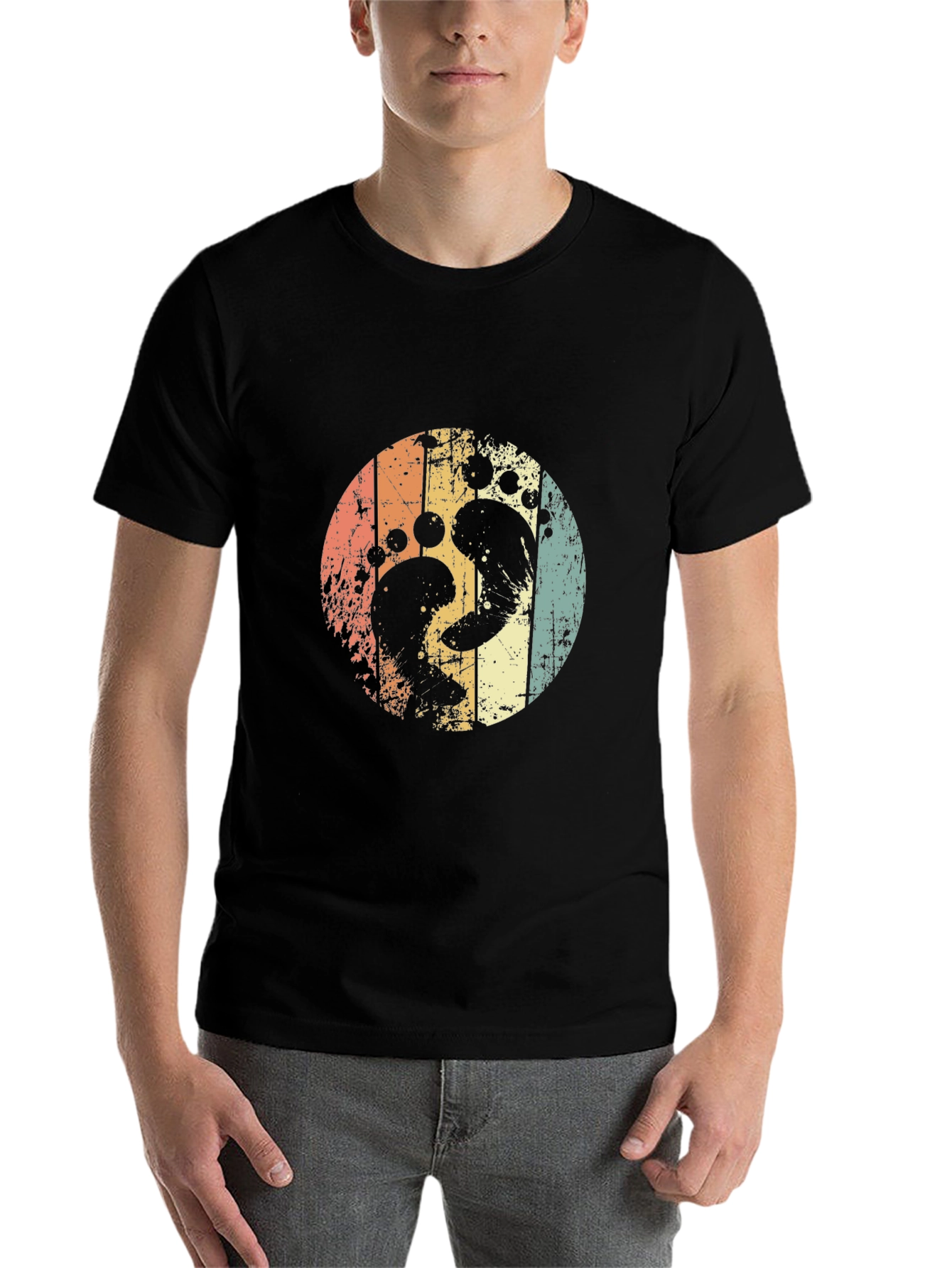 Black Retro Footprint Circle Tee view 7