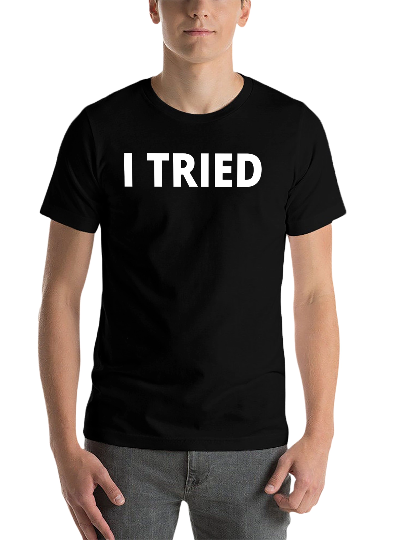 Black I Tried Graphic Tee - Mens Crew Neck T-Shirt view 7