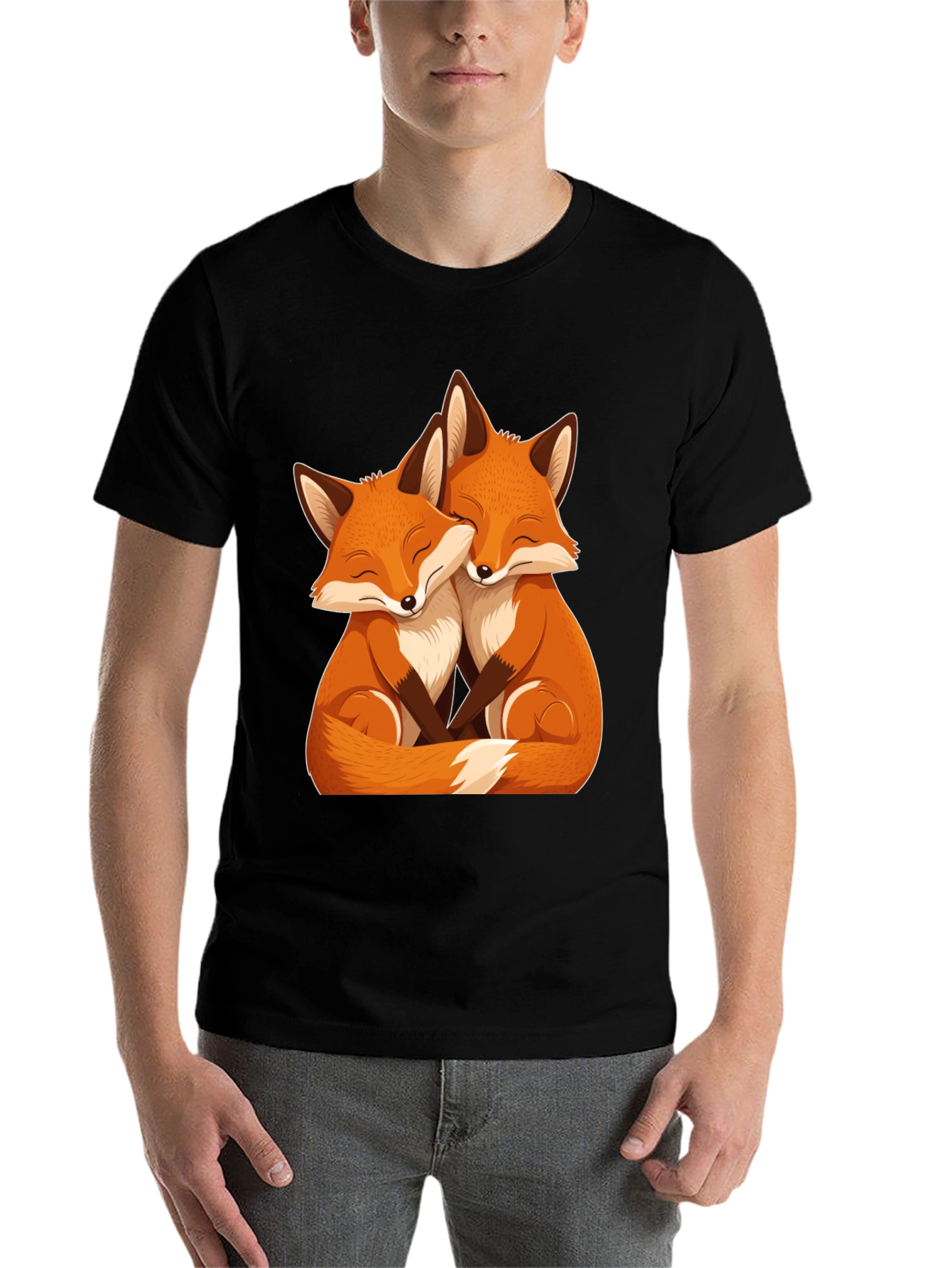 Black Foxes Hugging Graphic Tee view 7