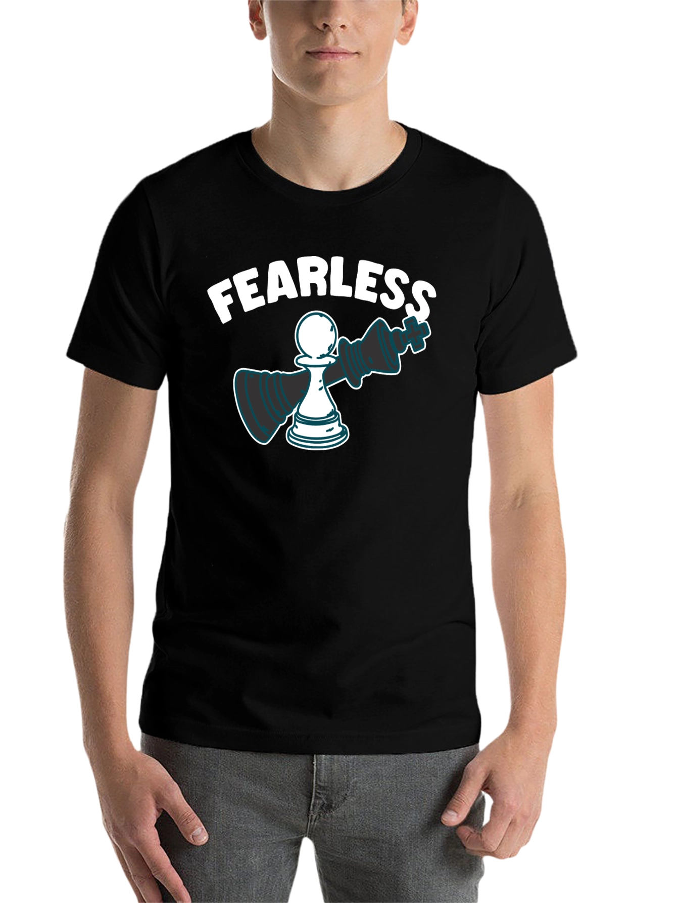 Black Fearless Chess Graphic Tee view 7