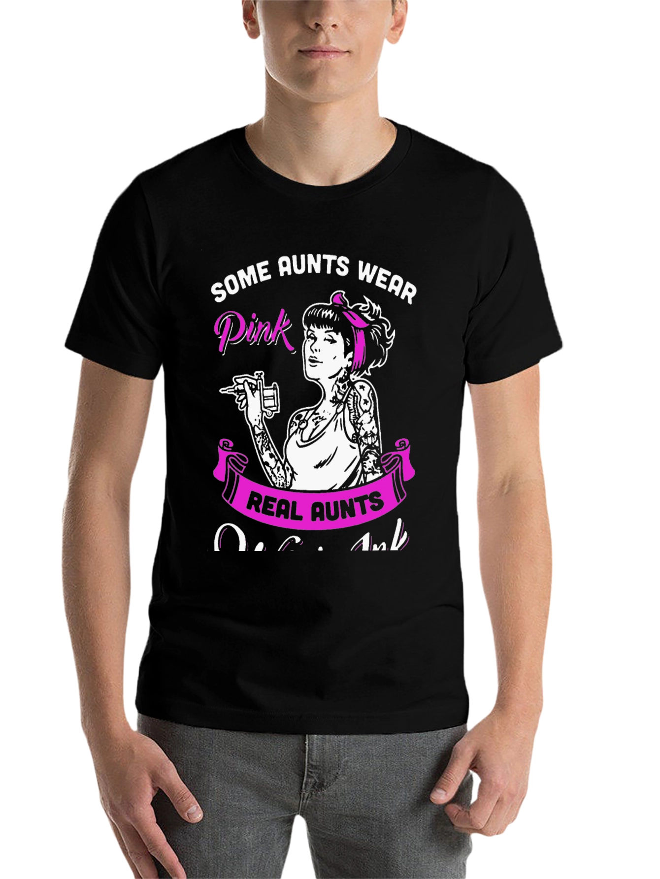 Some Aunts Wear Pink - Tattoo Artist Aunt T-Shirt - 7