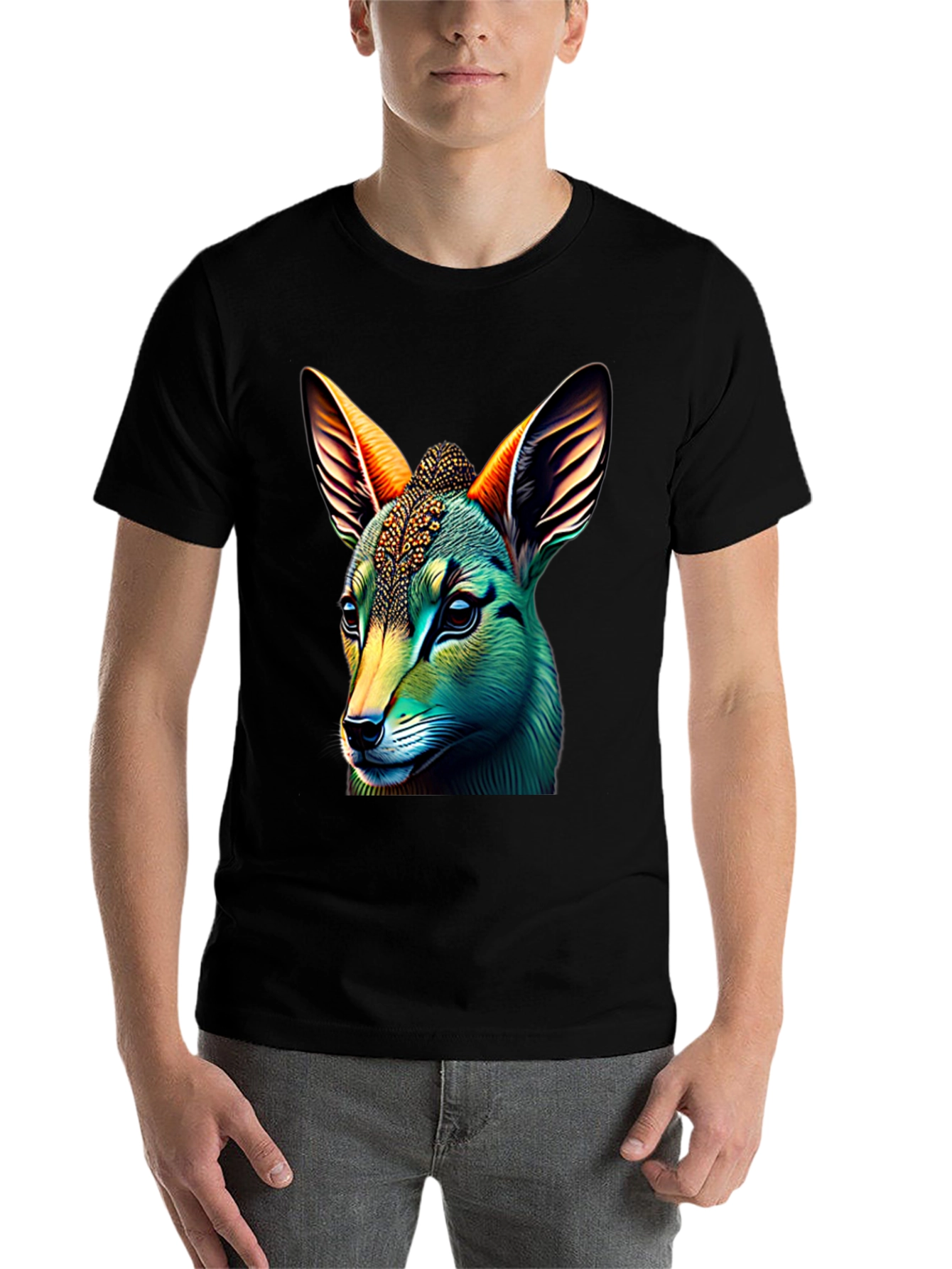 Black Vibrant Animal Graphic Tee - Unique Design view 7