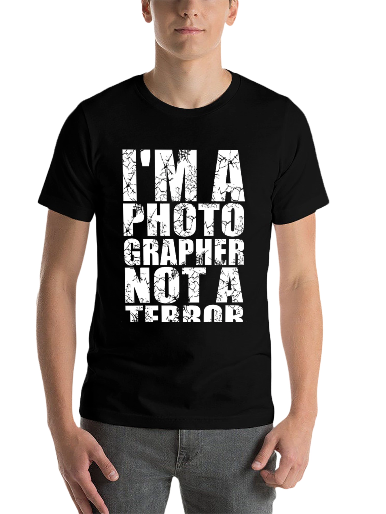 Black I'm A Photographer Not A Terrorist Black T-Shirt view 7