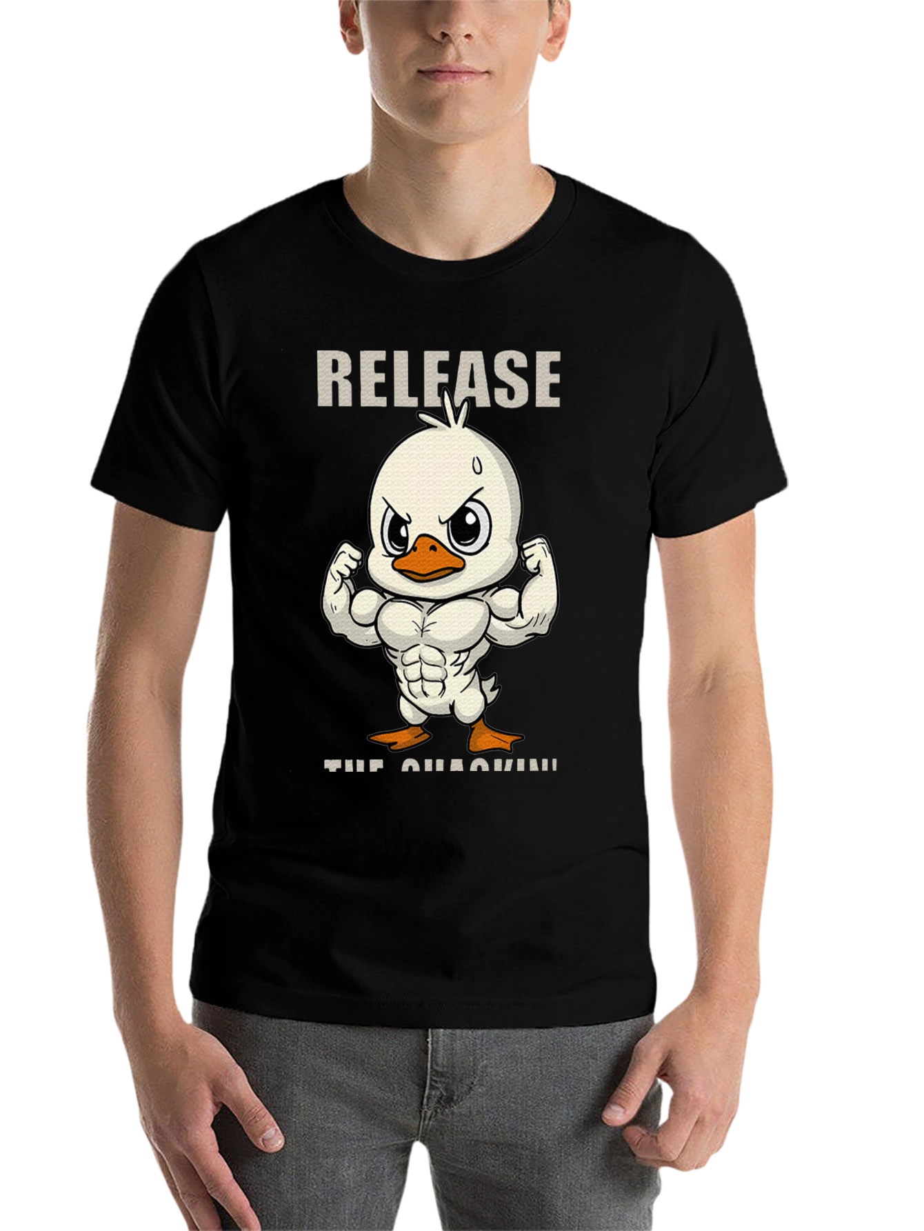 Black Release the Quackin' Funny Duck T-Shirt view 7
