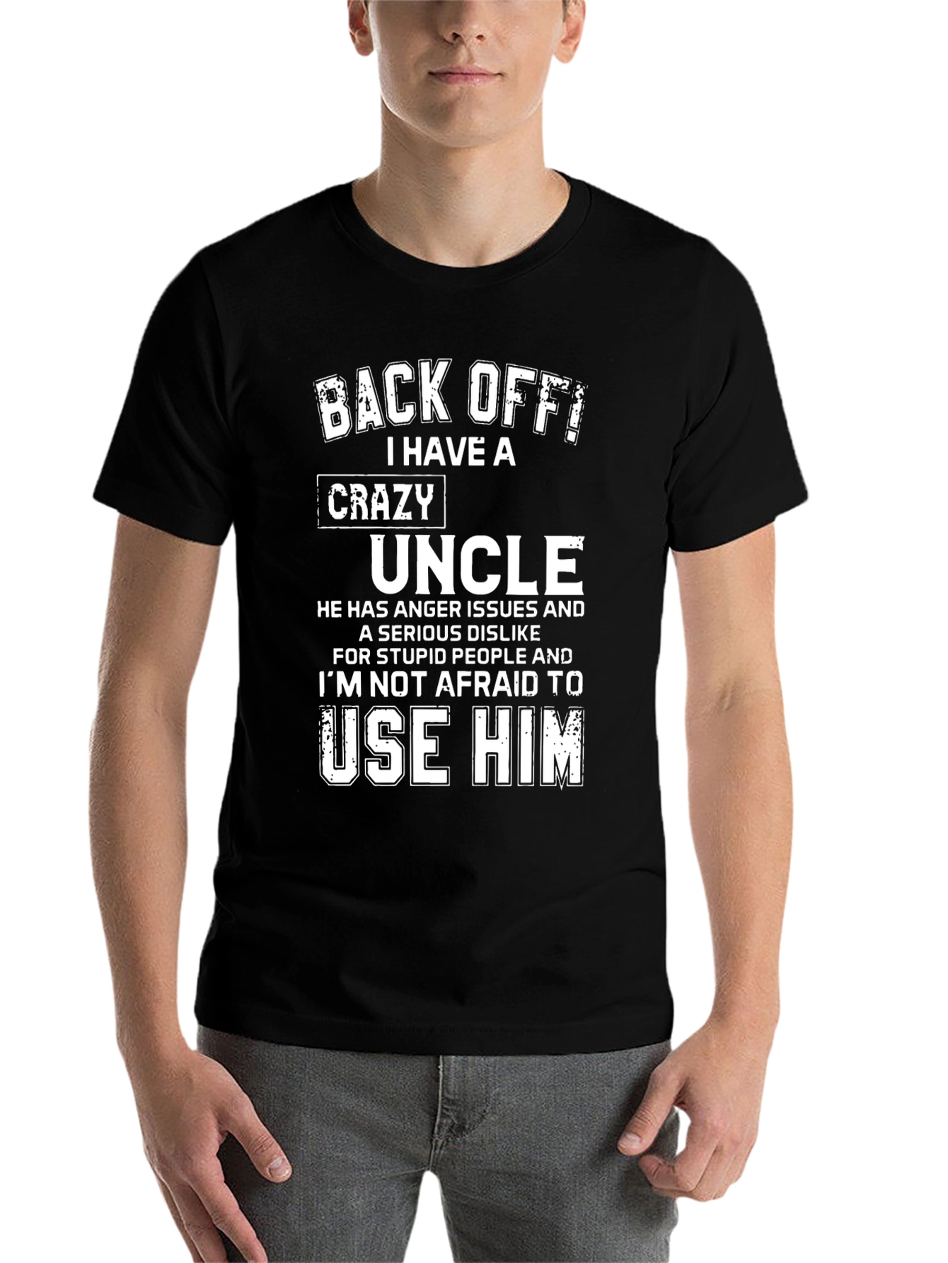 Black Crazy Uncle Novelty Graphic T-Shirt view 7