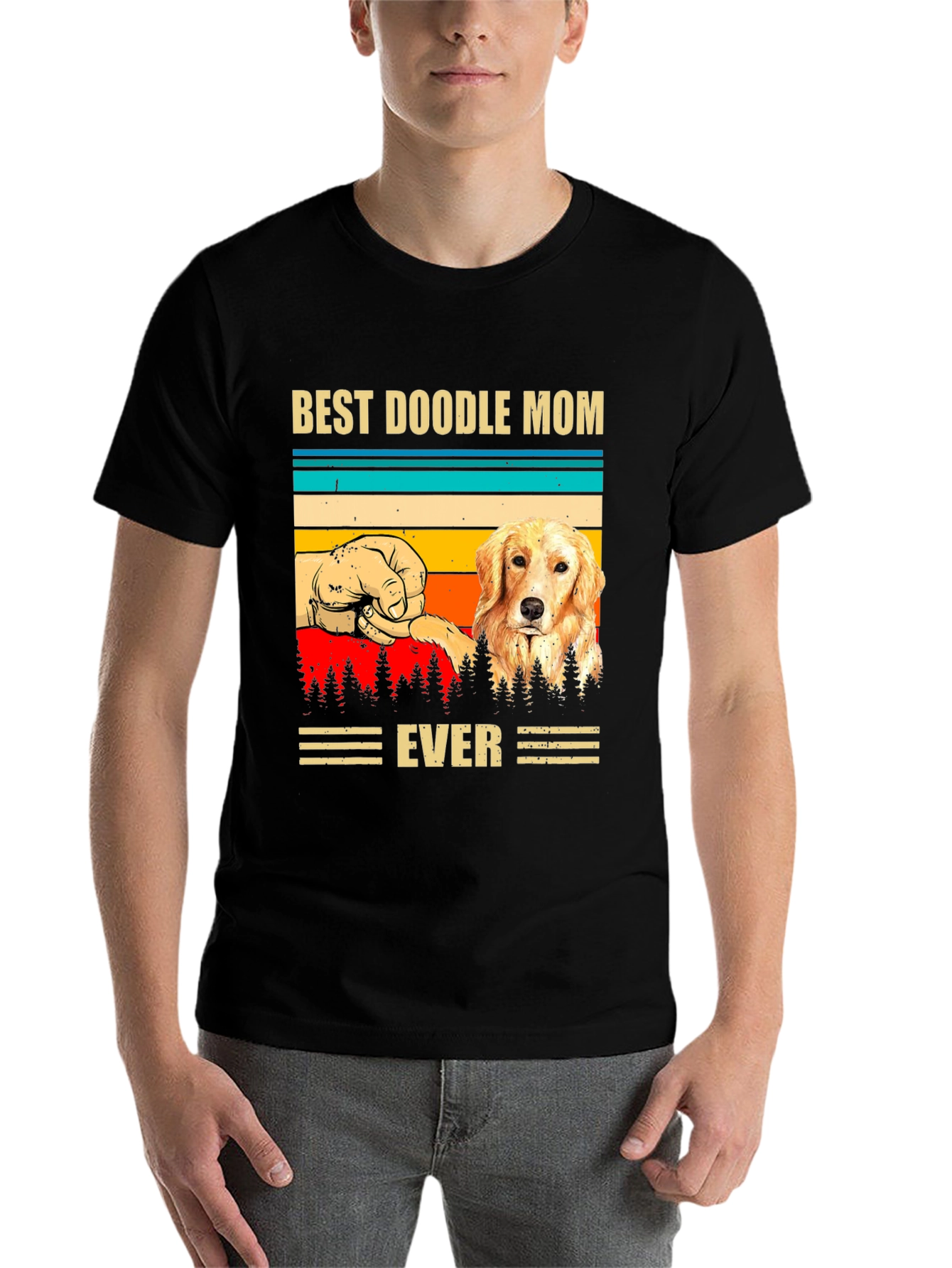 Black Best Doodle Mom Ever Graphic T-Shirt view 7