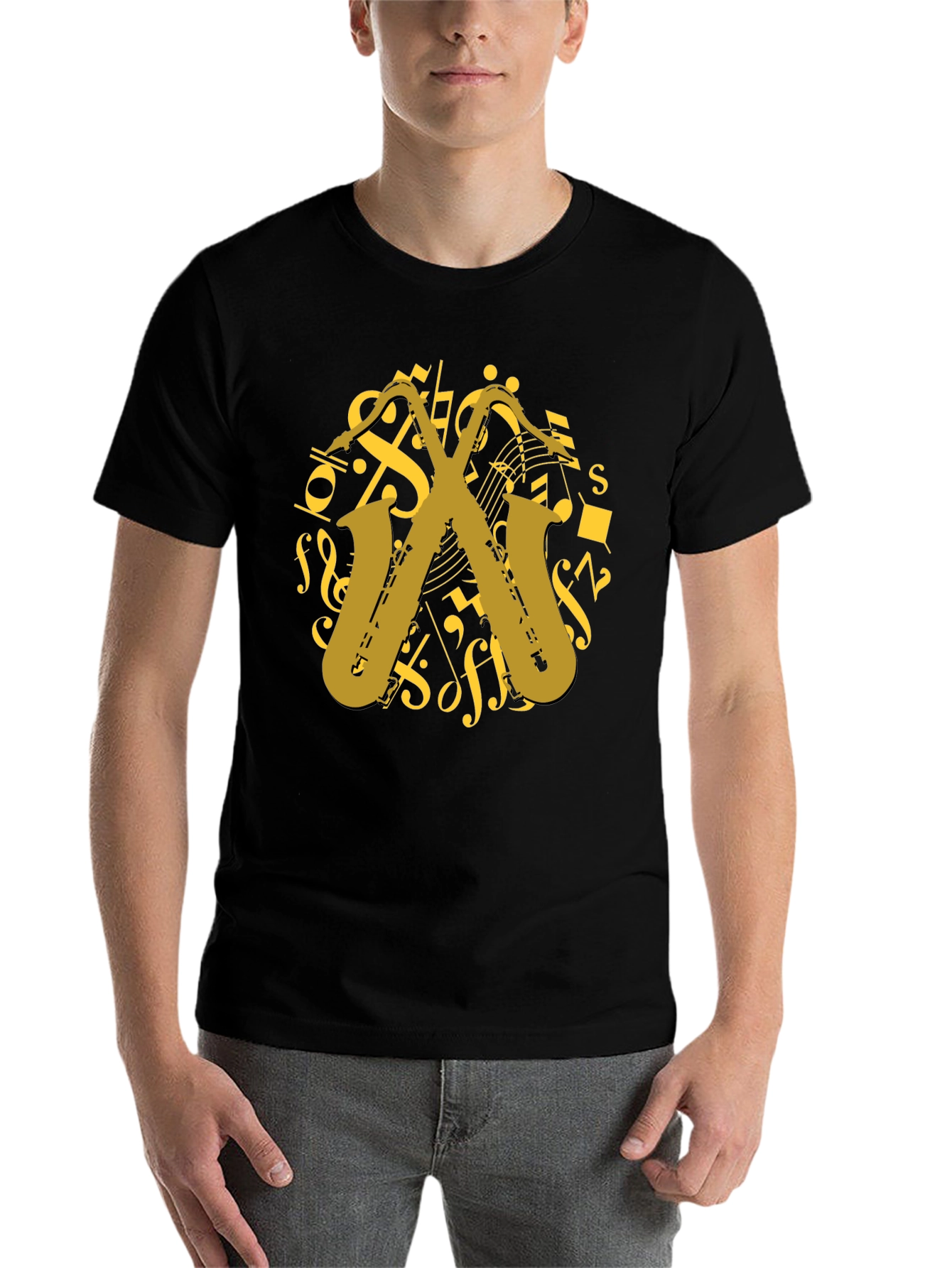 Black Saxophone Music T-Shirt - Musician Gift view 7