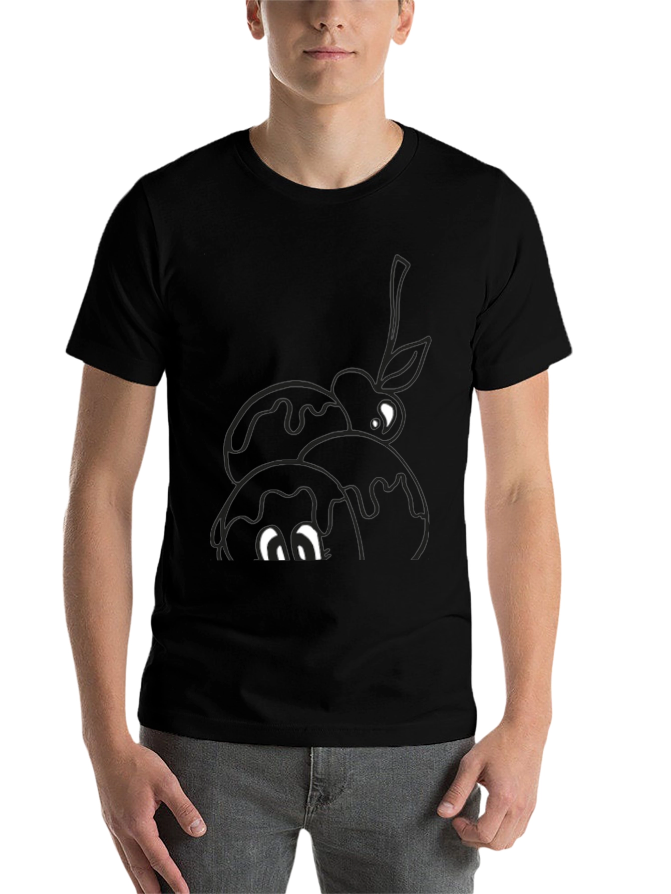 Black Novelty Cartoon Eyes Dessert T-Shirt view 7