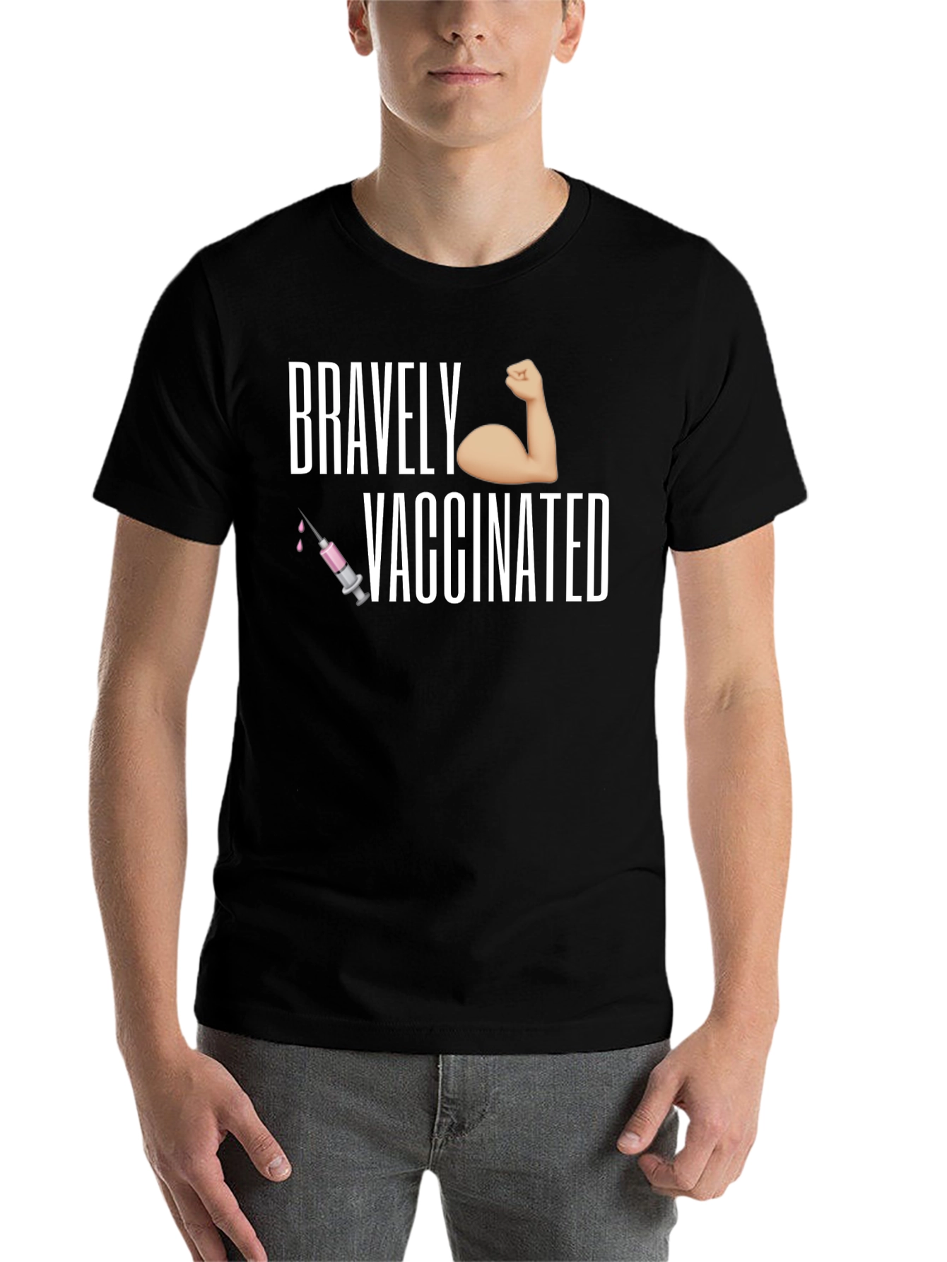 Black Bravely Vaccinated T-Shirt - Pro Vaccine Tee view 7
